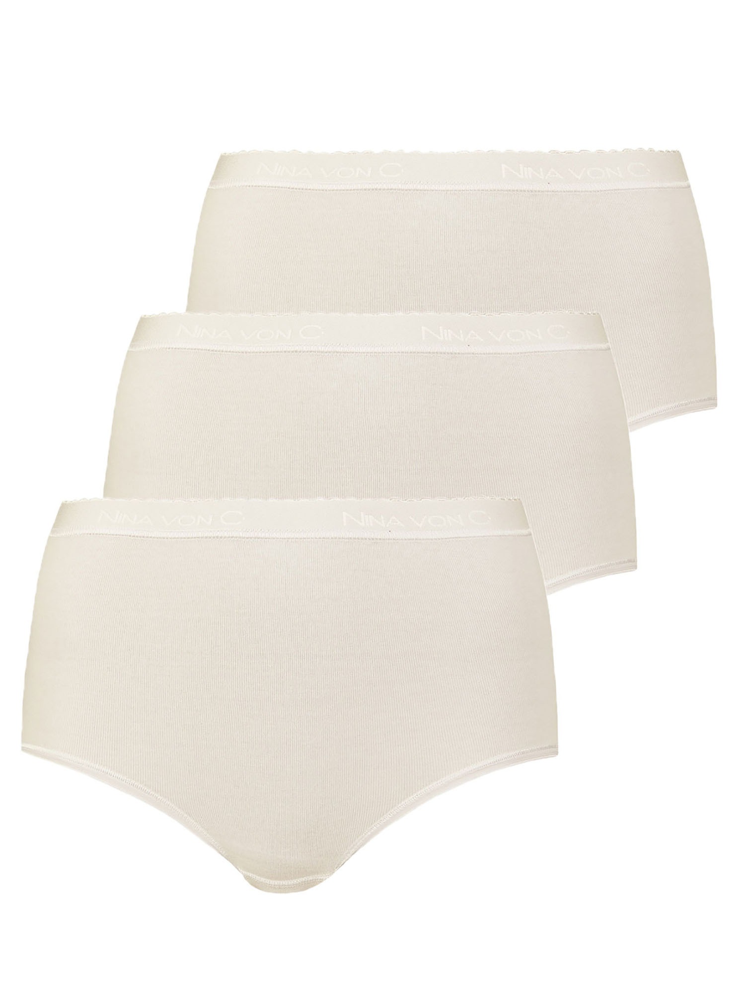 NINA VON C. Damen Taillenslip "3er Pack Damen Taillenslip Slipboutique", Gr. 46, beige, Obermaterial: 100% Baumwolle CO., Unterhosen