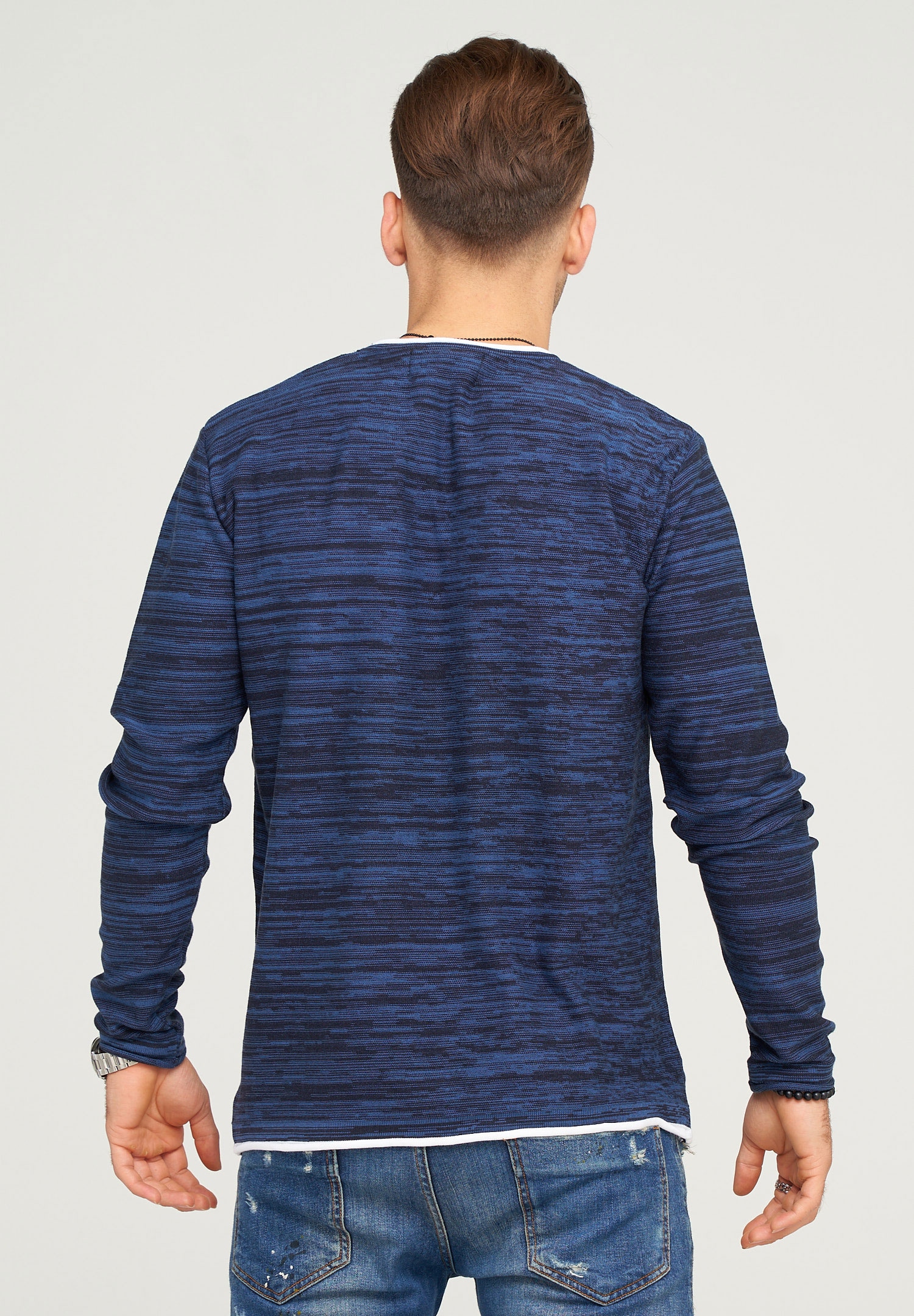 behype Strickpullover »TAAVI«, in melierter Optik