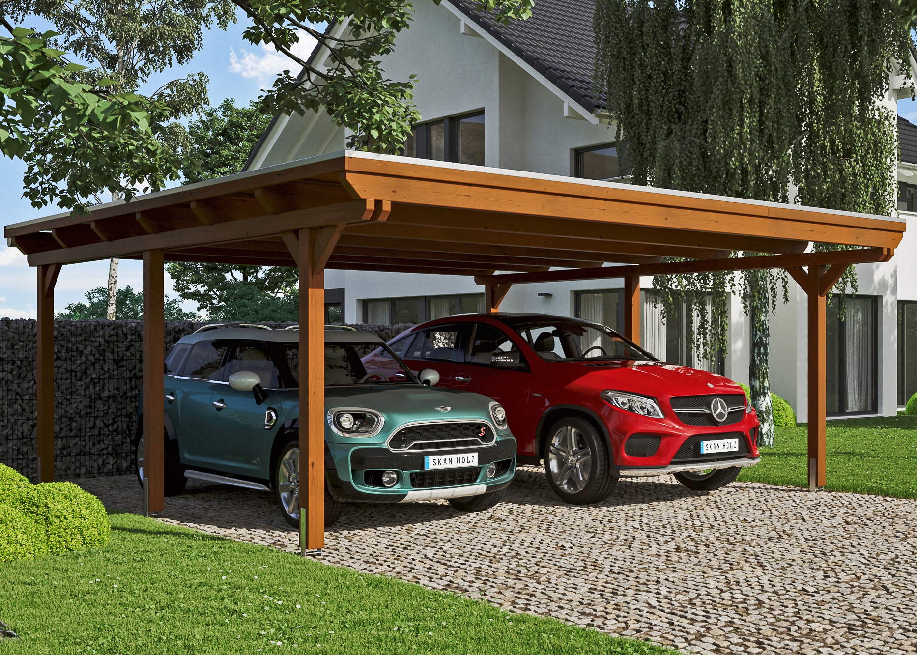 Skanholz Doppelcarport "Emsland" Leimholz 550 cm braun
