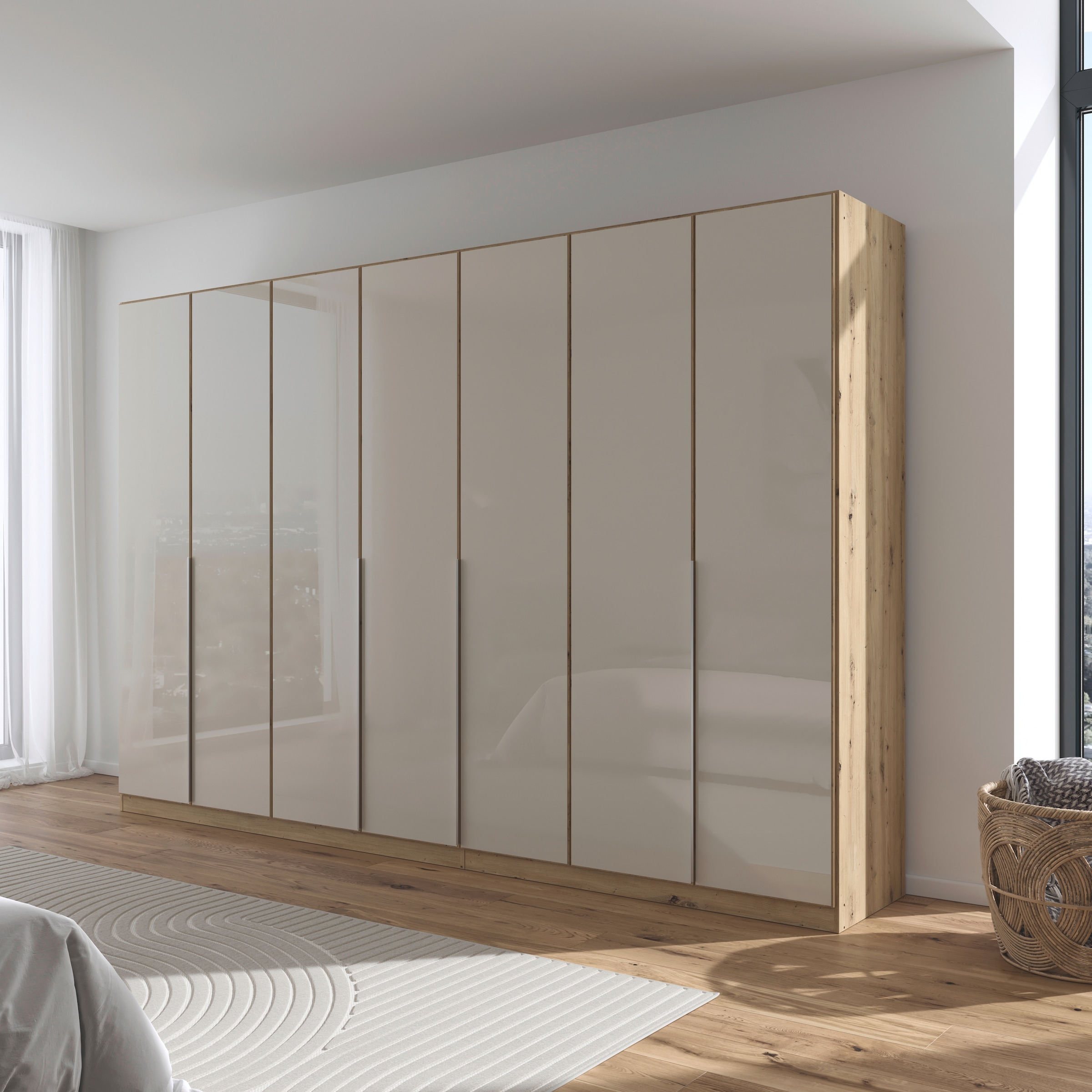 rauch Drehtürenschrank »Kleiderschrank Kleiderschränke Schrank Garderobe AGORDO mit Glasfront«, (in zwei Griff-Farben), durchdachte Innenausstattung, in 6 Breiten und 2 Höhen MADE IN GERMANY