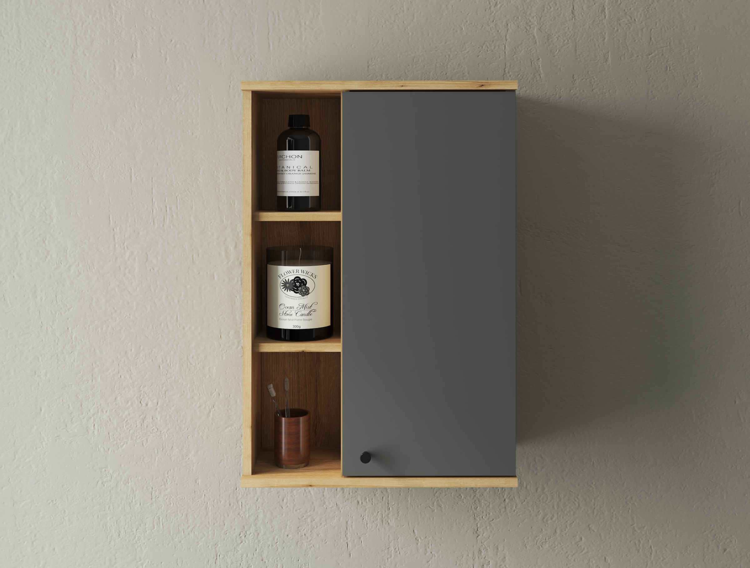 INOSIGN Hängeschrank »Oslo, Badschrank mit Knopfgriff, Wandschrank im skandinavischen Design«, in der Türfarbe Weiß oder Grau verfügbar, ausreichend Stauraum