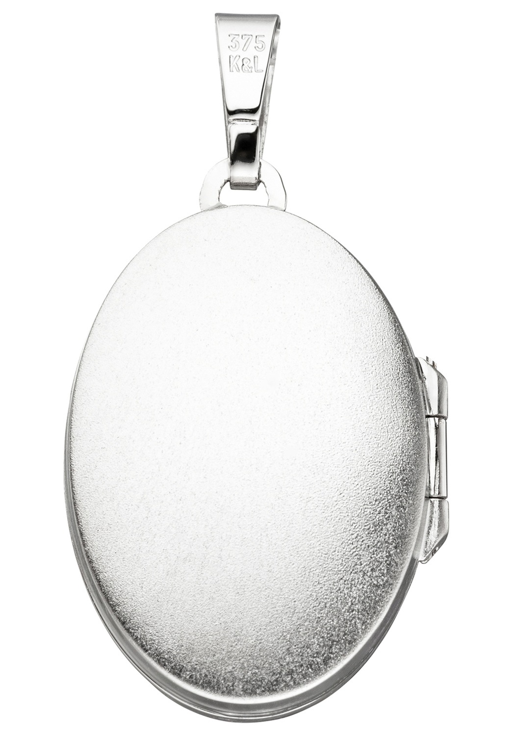JOBO Medallionanhänger »Anhänger Medaillon oval 26 mm«, 375 Weißgold mit Zirkonia für 2 Fotos