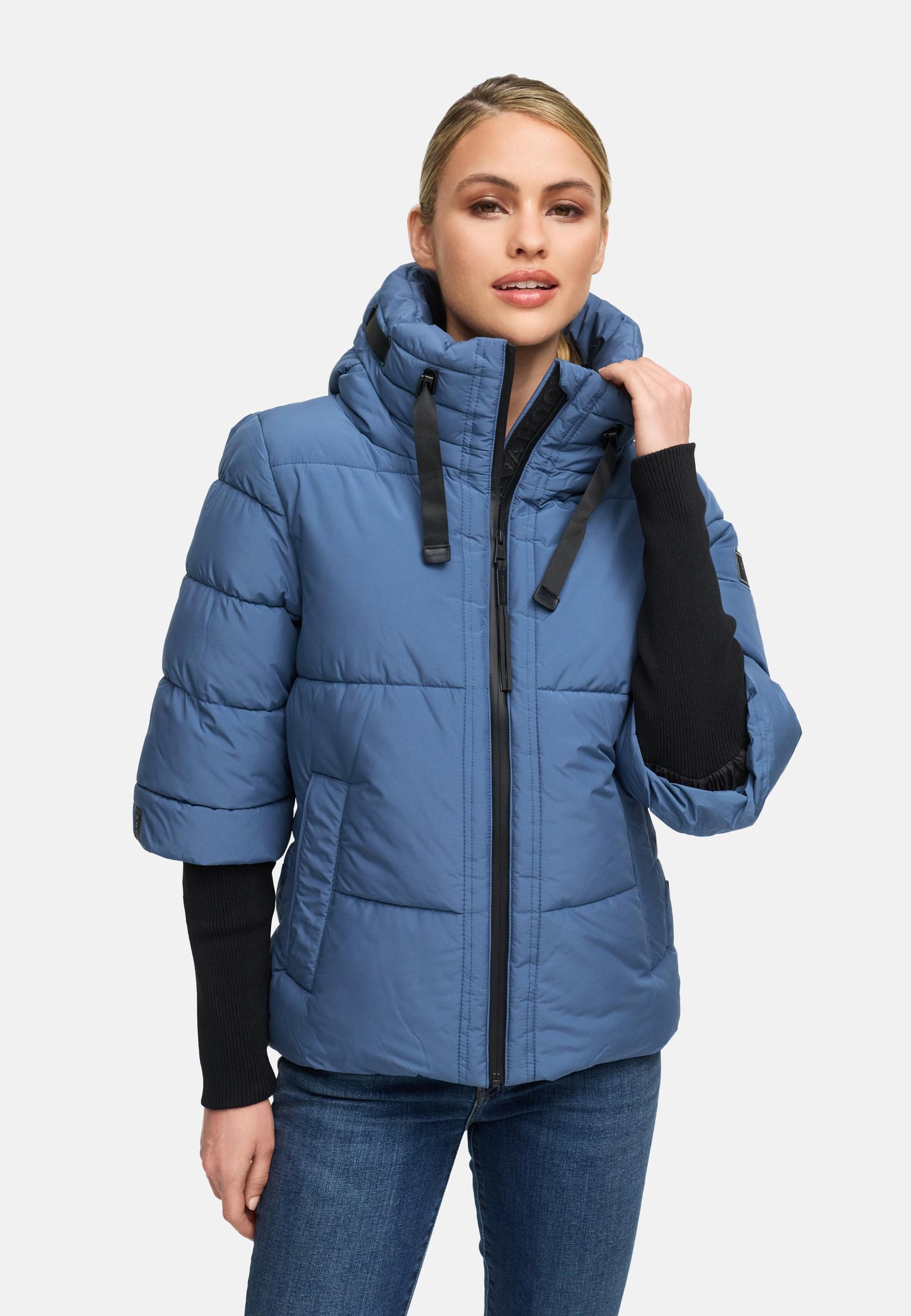 Navahoo Steppjacke »Lotusherz XIV«, mit Kapuze, Warme gesteppte Winterjacke mit Rippstrickärmeln