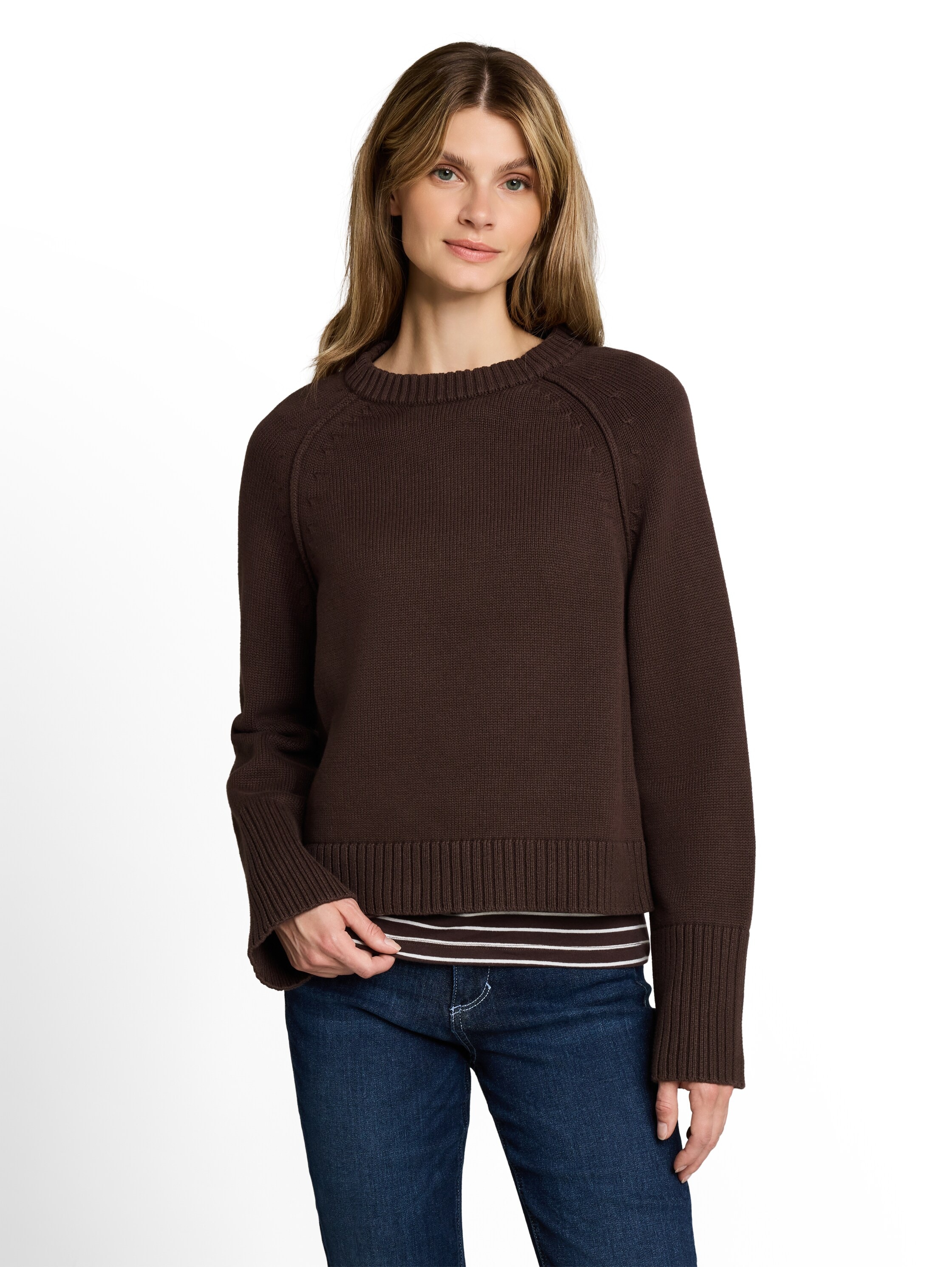 TOM TAILOR Strickpullover "Loose" mit Rundhals / Baumwolle / Loose Fit