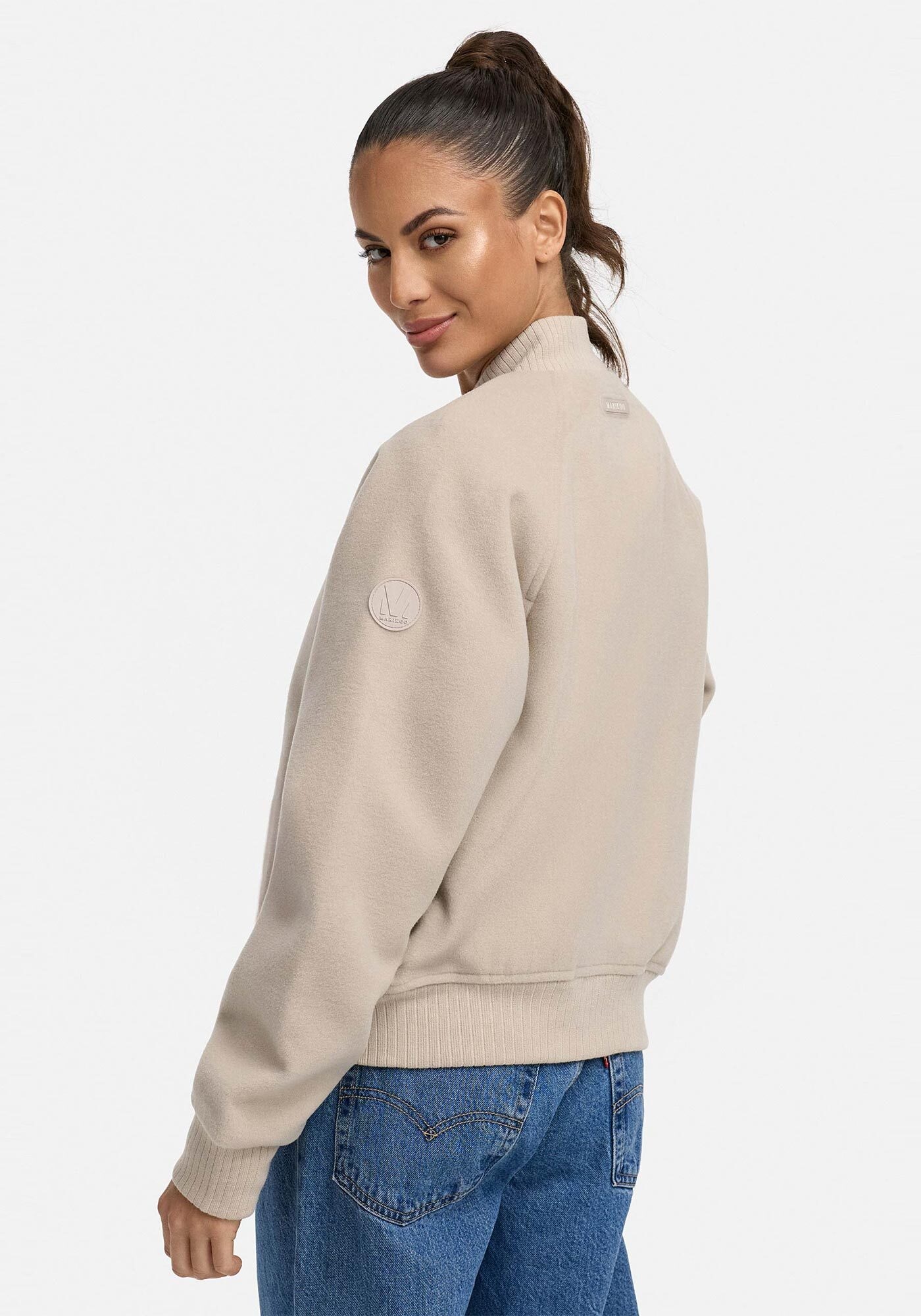 Marikoo Collegejacke »Zunaa«, Modische Jacke im Collegejacken-Stil mit Rippbündchen und Raglanärmeln
