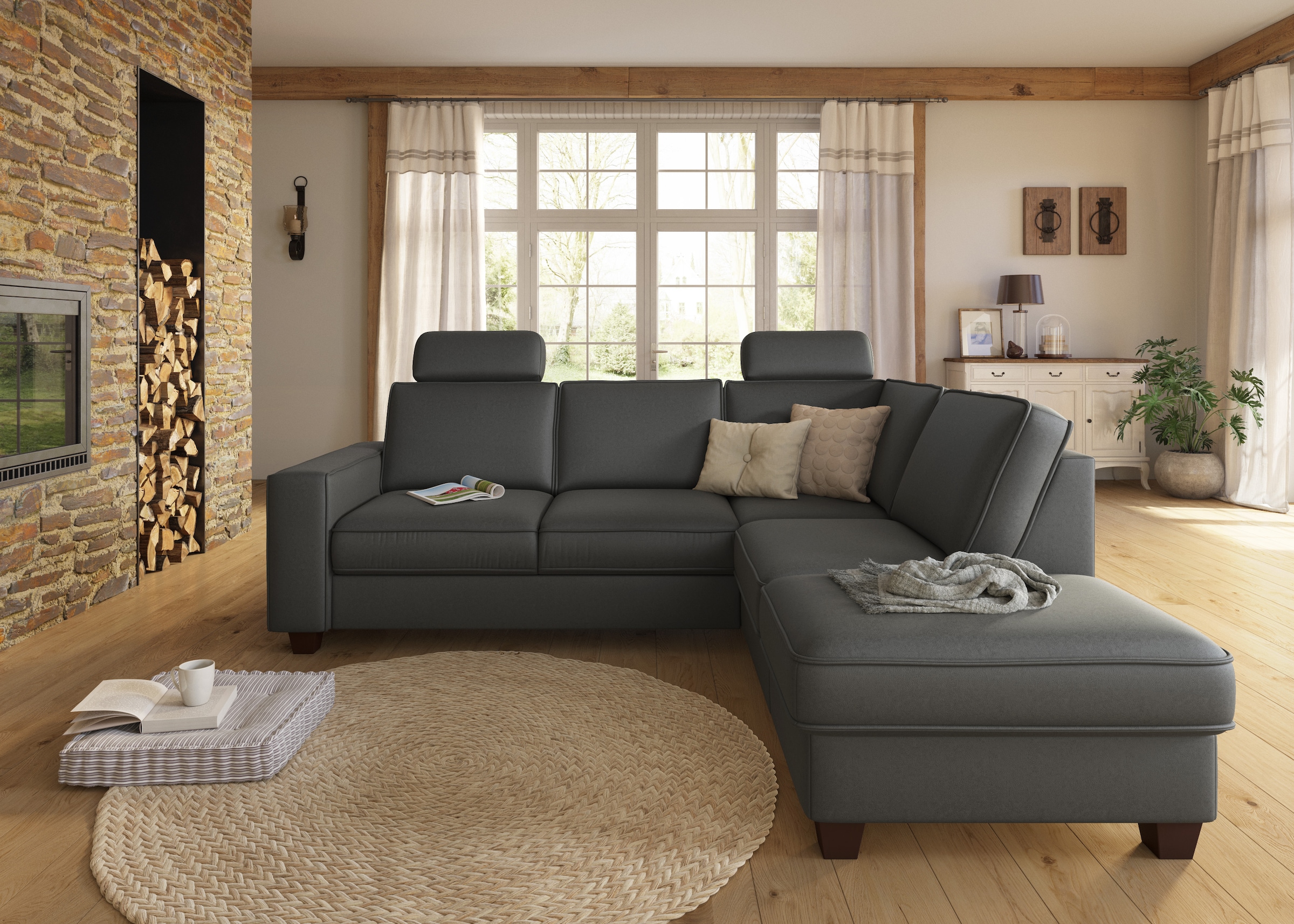 Home affaire Ecksofa »County L-Form«, (2 St.), wahlweise Ottomane links oder rechts, mit Federkern-Polsterung