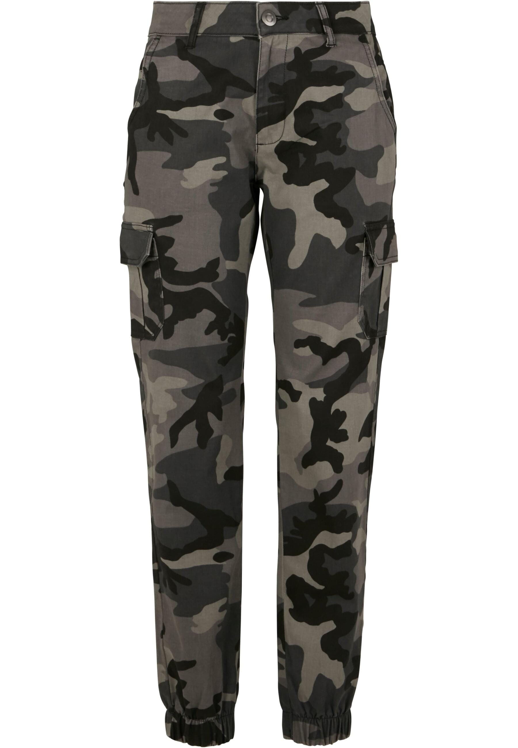 URBAN CLASSICS Cargohose "Urban Classics Damen Ladies High Waist Camo Cargo günstig online kaufen