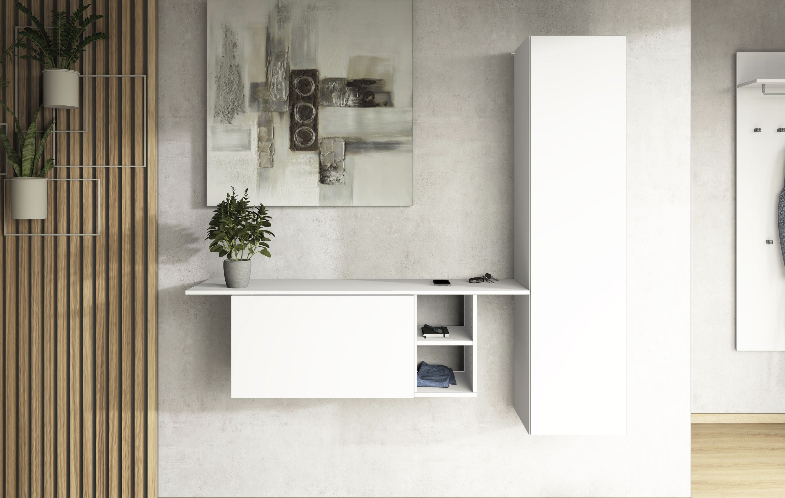 borchardt Möbel Garderoben-Set "Toledo, moderne hängende Garderobe, Schminktisch mit Regalfächern" Spar-Set