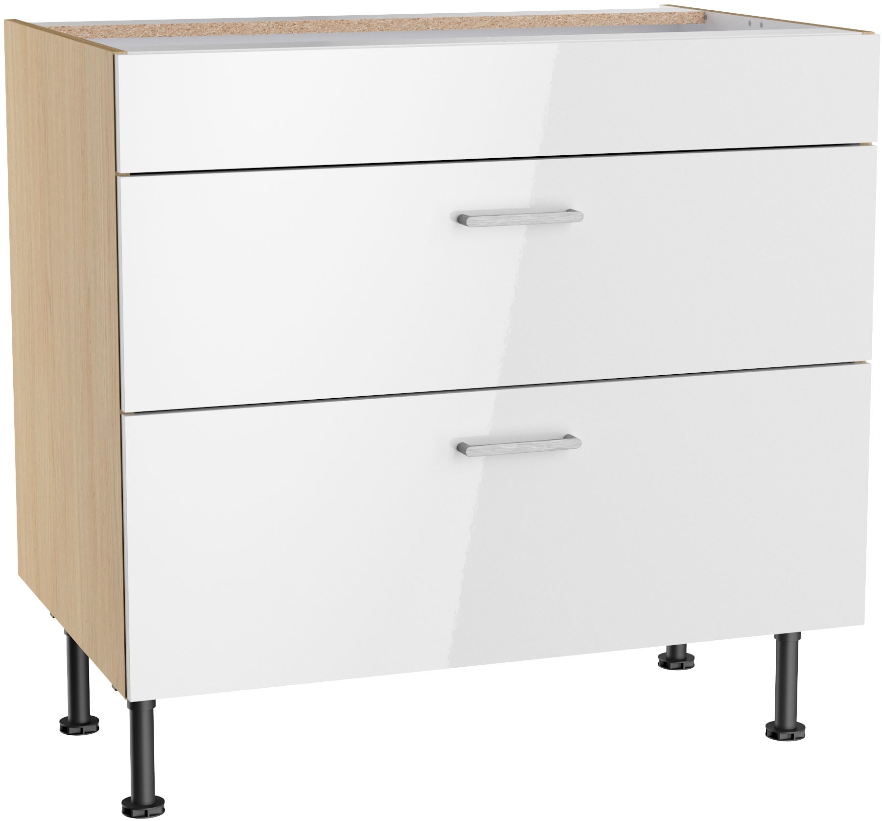 KOCHSTATION Kochfeldumbauschrank "KS-Lucy" Breite 90 cm, mit 2 Auszügen, Soft-Close, höhenverstellbare Füße