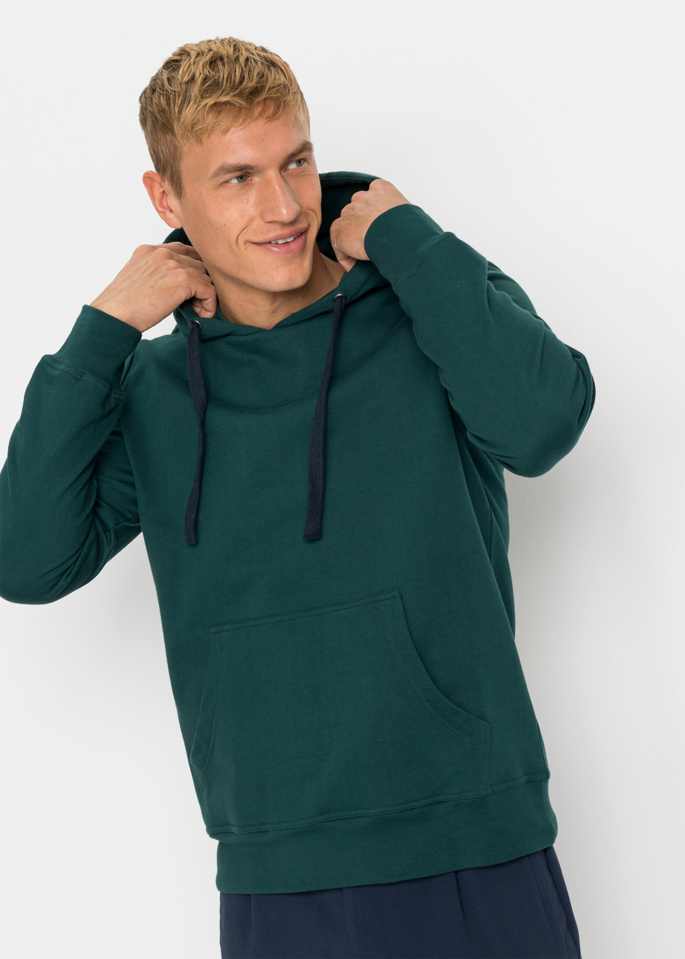 bonprix "Hoodie aus reiner Baumwolle", Regular Fit, mit Kängurutasche, weich angeraute Innenseite