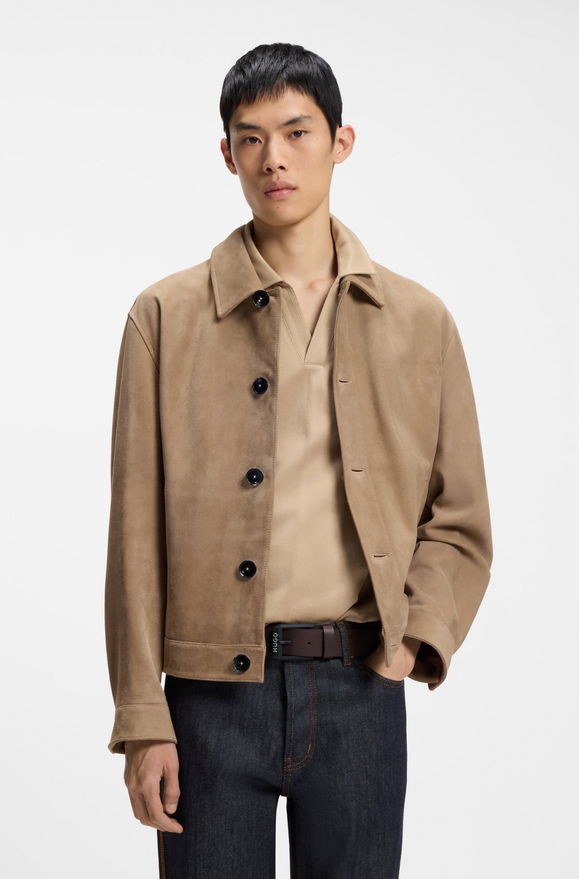 HUGO Ledergürtel »Gelio-B_Sz40« HUGO Markenlabel, rote Ziehnaht