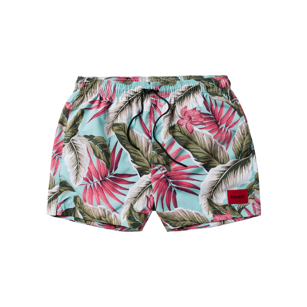 HUGO Badehose mit markantem Logopatch am Beinabschluss HUGO Badehose mit markantem Logopatch am Beinabschluss