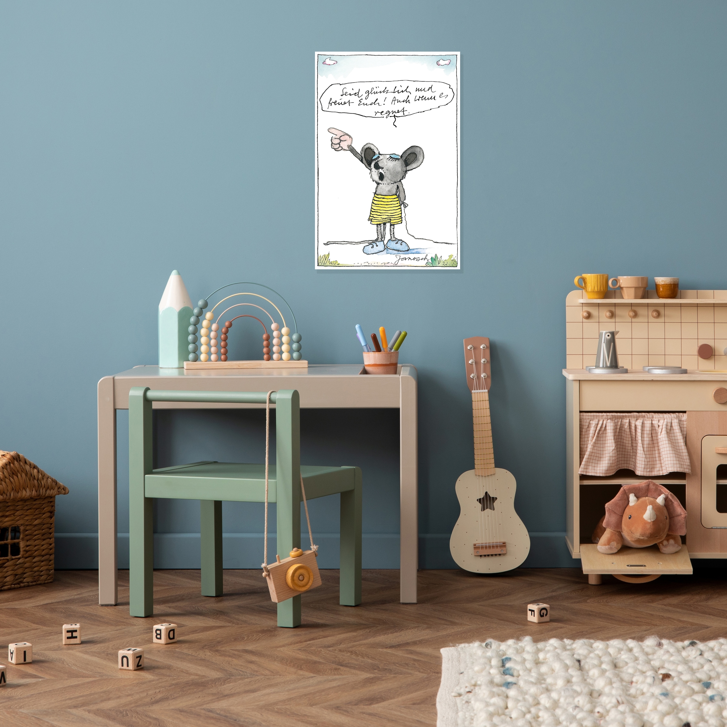 LuckyLinde Wanddekoobjekt "Die kleine Maus - Seid glücklich…" Exklusive JANOSCH Kindermotive, Stahlschild