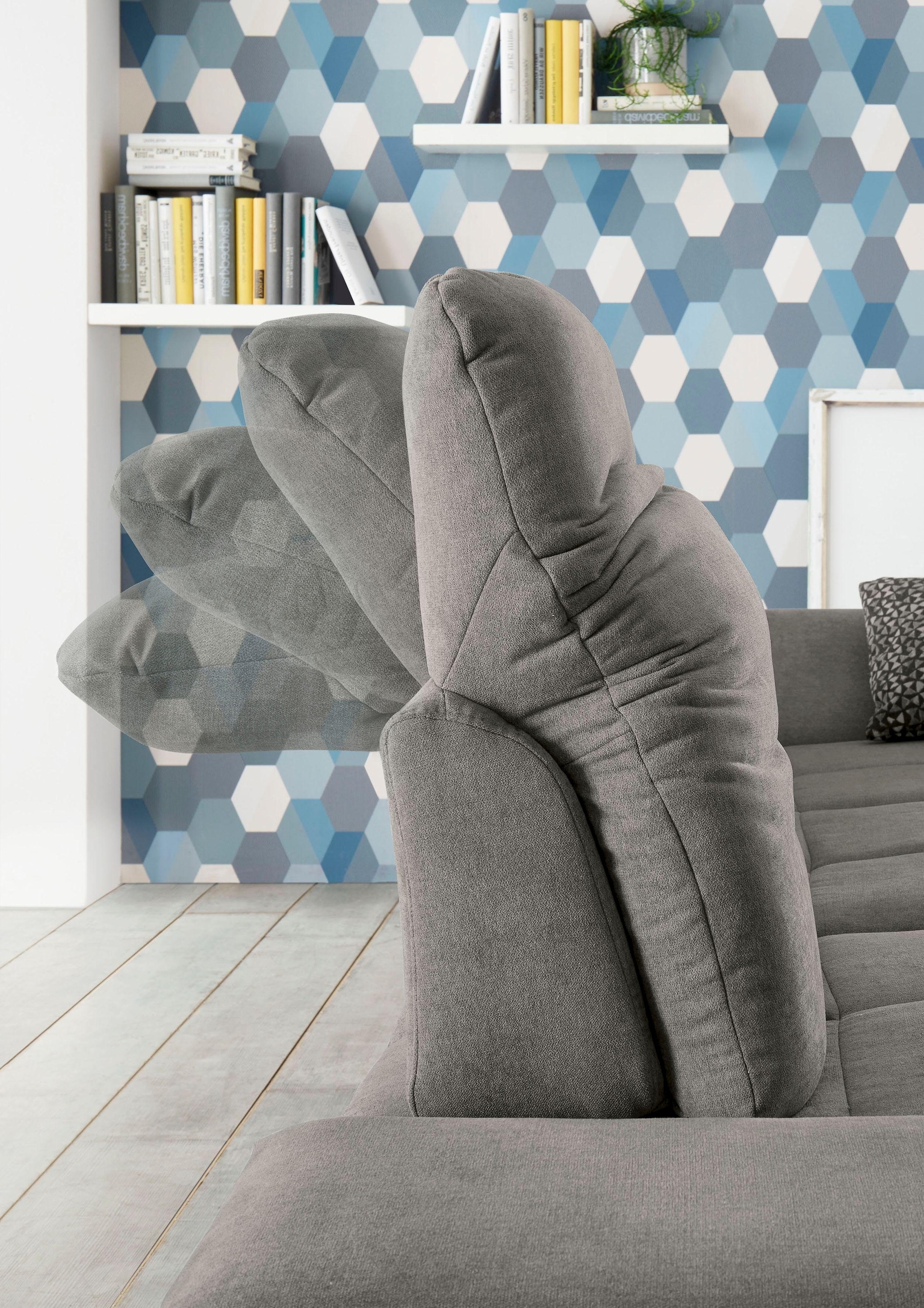 set one by Musterring Ecksofa »SO4100 V« mit verstellbaren Kopfteilen, wahlweise mit Funktionen, Cord-Bezug