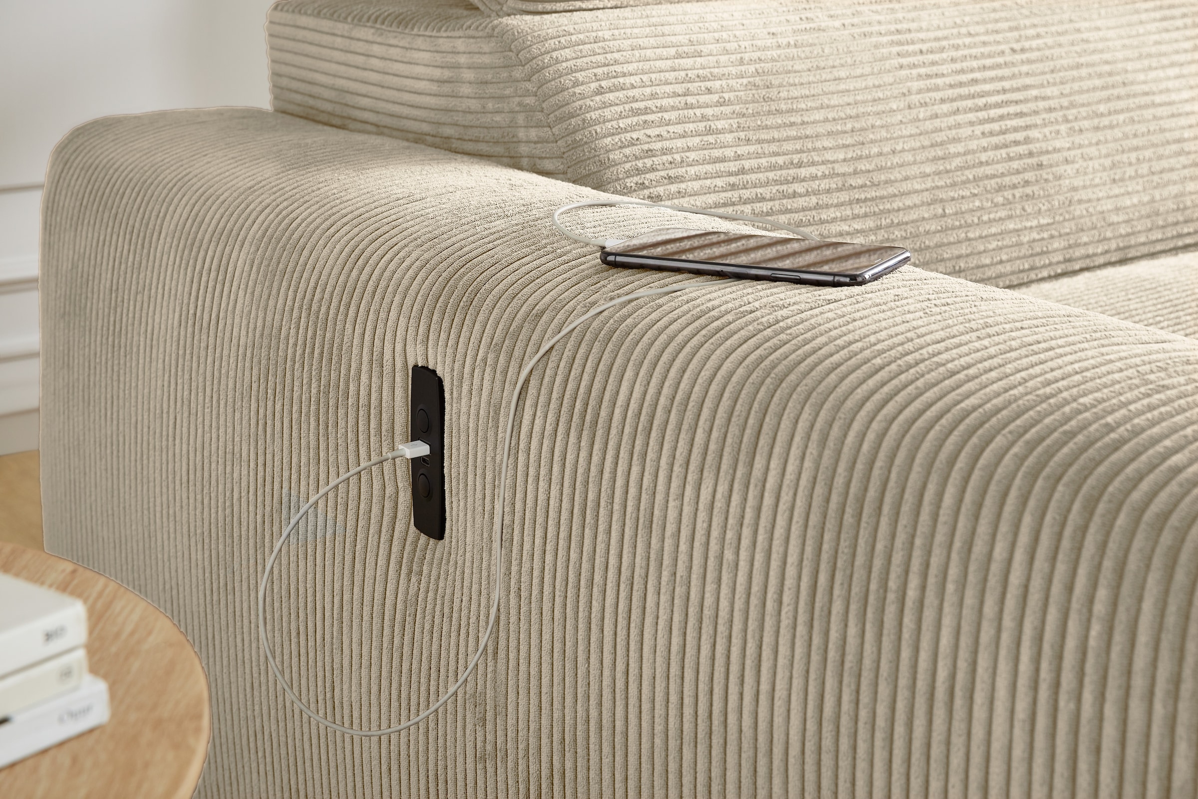 Jockenhöfer Gruppe Ecksofa »Slider, L-Form, 140kg Belastbarkeit«, elektromotorische Sitztiefenverstellung,USB-Ladeports,mit Kopfstützen