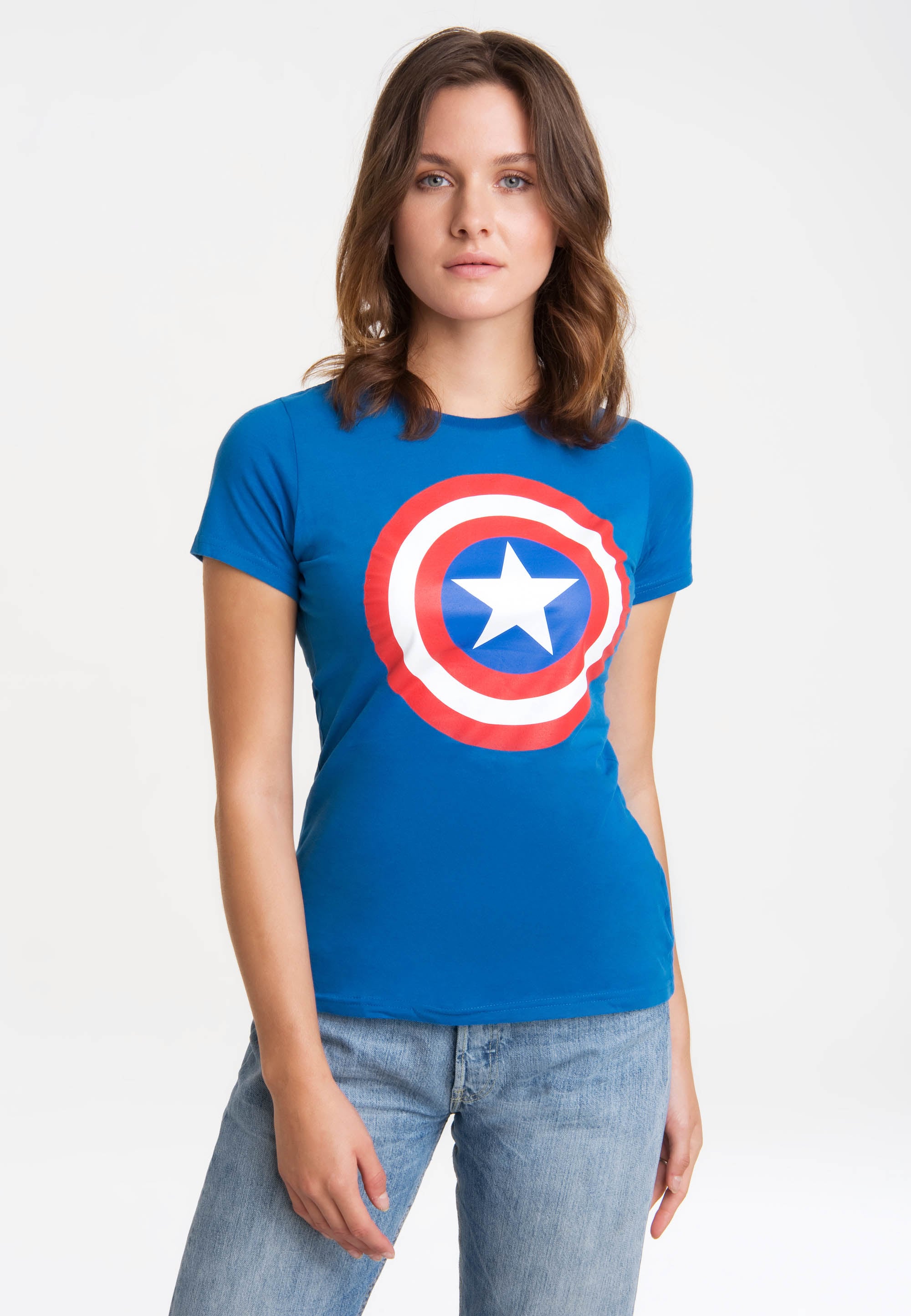 mit lizenzierten Comics America«, Captain »Print BAUR Print Friday T-Shirt Marvel | Black LOGOSHIRT