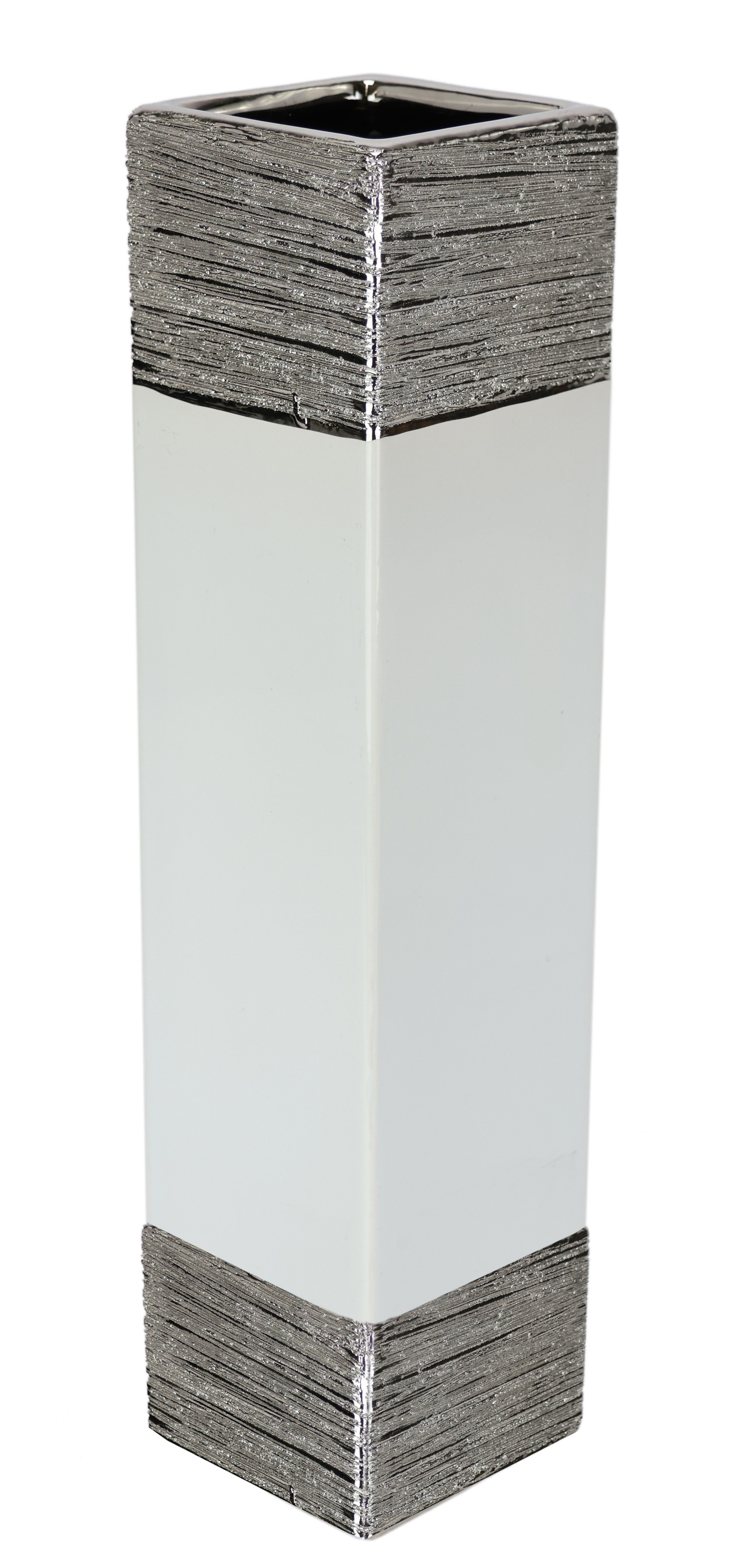 I.GE.A. Dekovase "Blumenvase" Dekovase Zylindervase silber weiß glänzend Bl günstig online kaufen