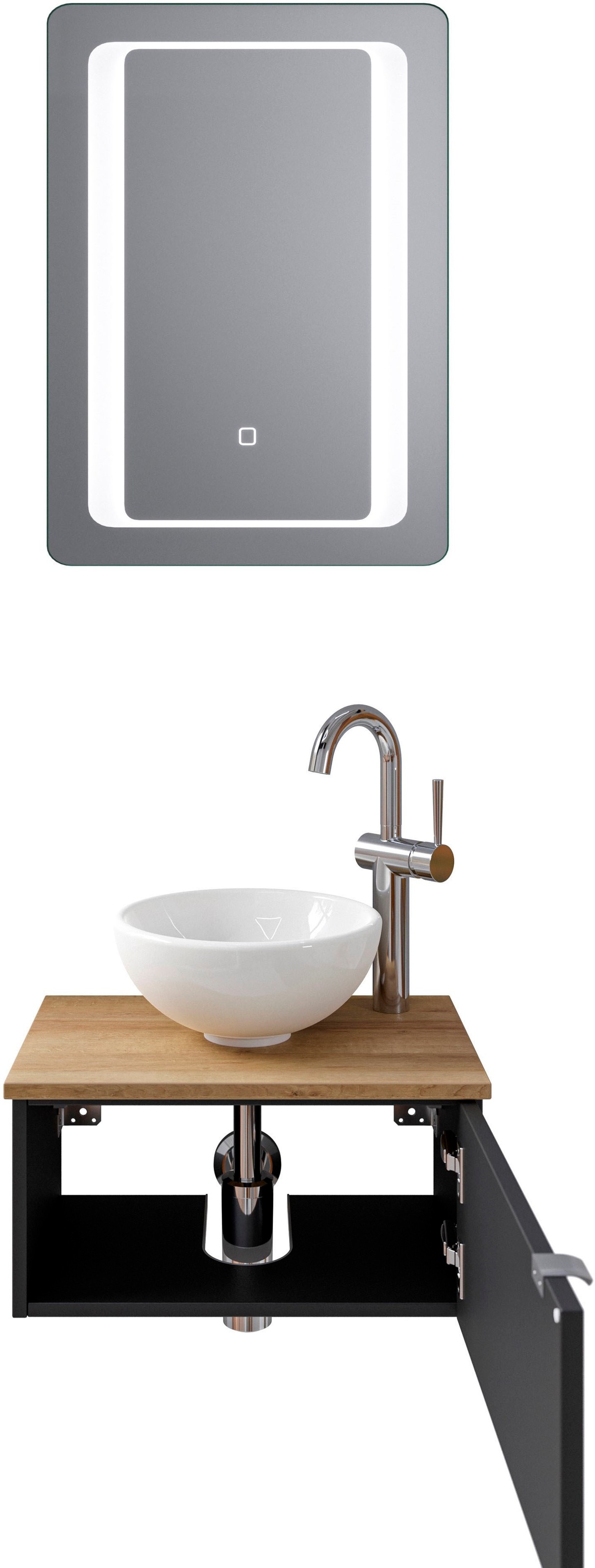 Saphir Badmöbel-Set »Serie 6915«, (4 St.), Gäste-Bad, 51 cm breit, mit LED-Spiegel und 1 Tür