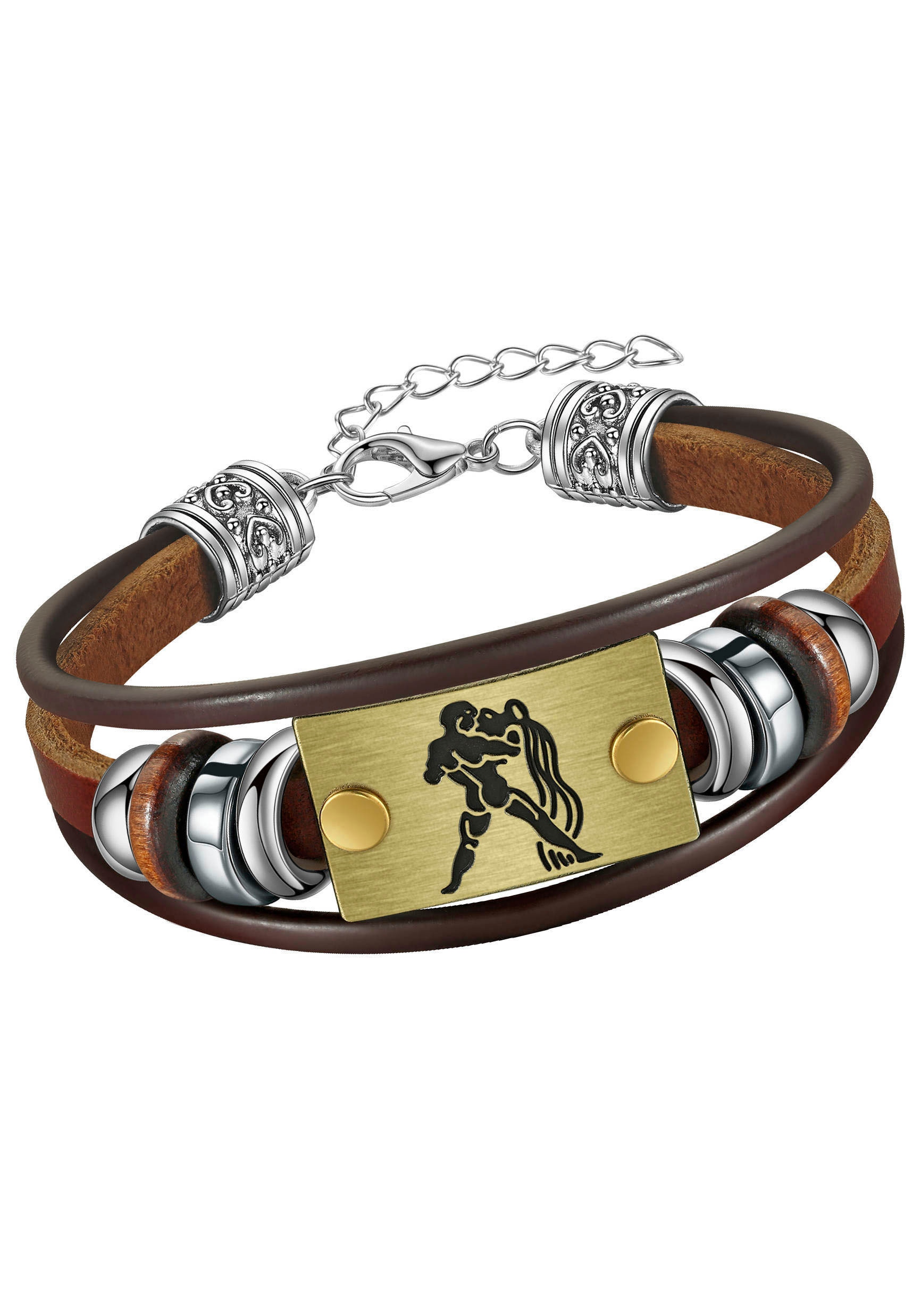 Firetti Armband »Schmuck Geschenk Armschmuck Armkette Edelstein Sternzeichen«, Made in Germany - mit Hämatit - mit Holz