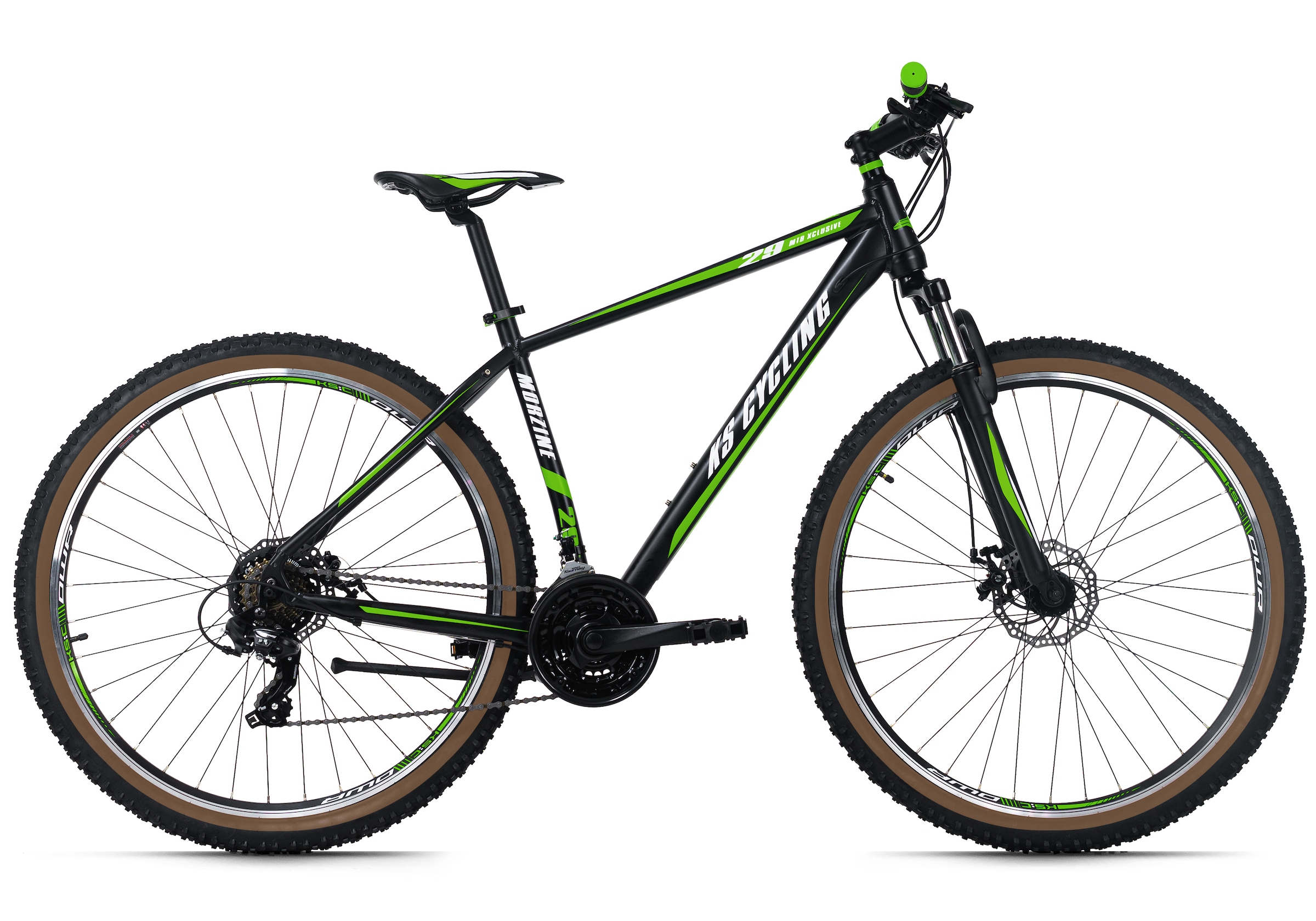 KS CYCLING Mountainbike "Hardtail 29'' Morzine schwarz-grün 21 Gänge", 48cm, 29 Zoll (73,66cm) hinten: 29 Zoll (73,66cm)schwarz, grün, schwarz,