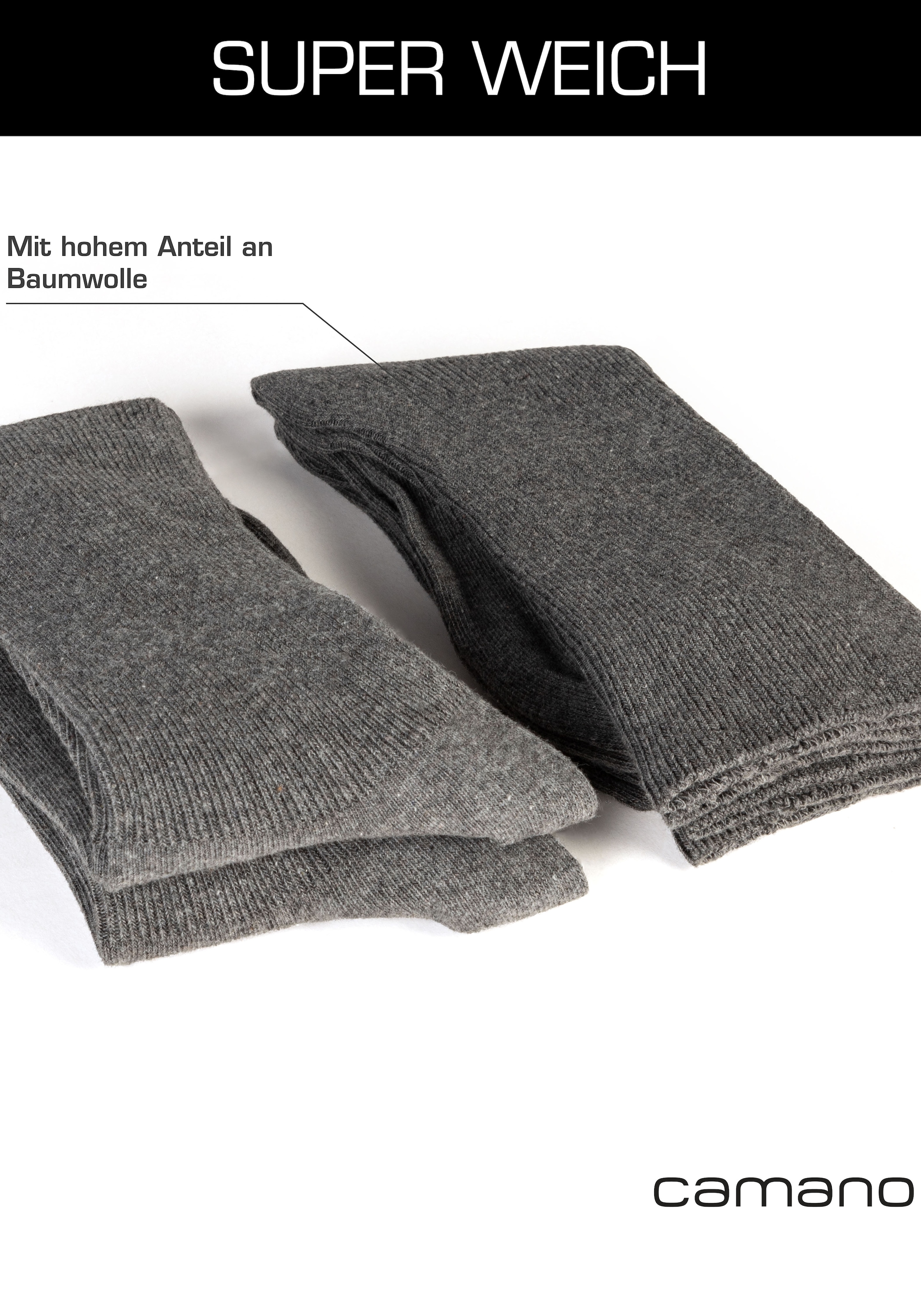 Camano Diabetikersocken »comfort«, (4er Pack), Superweiche Bündchen, Venenfreundliche Socken
