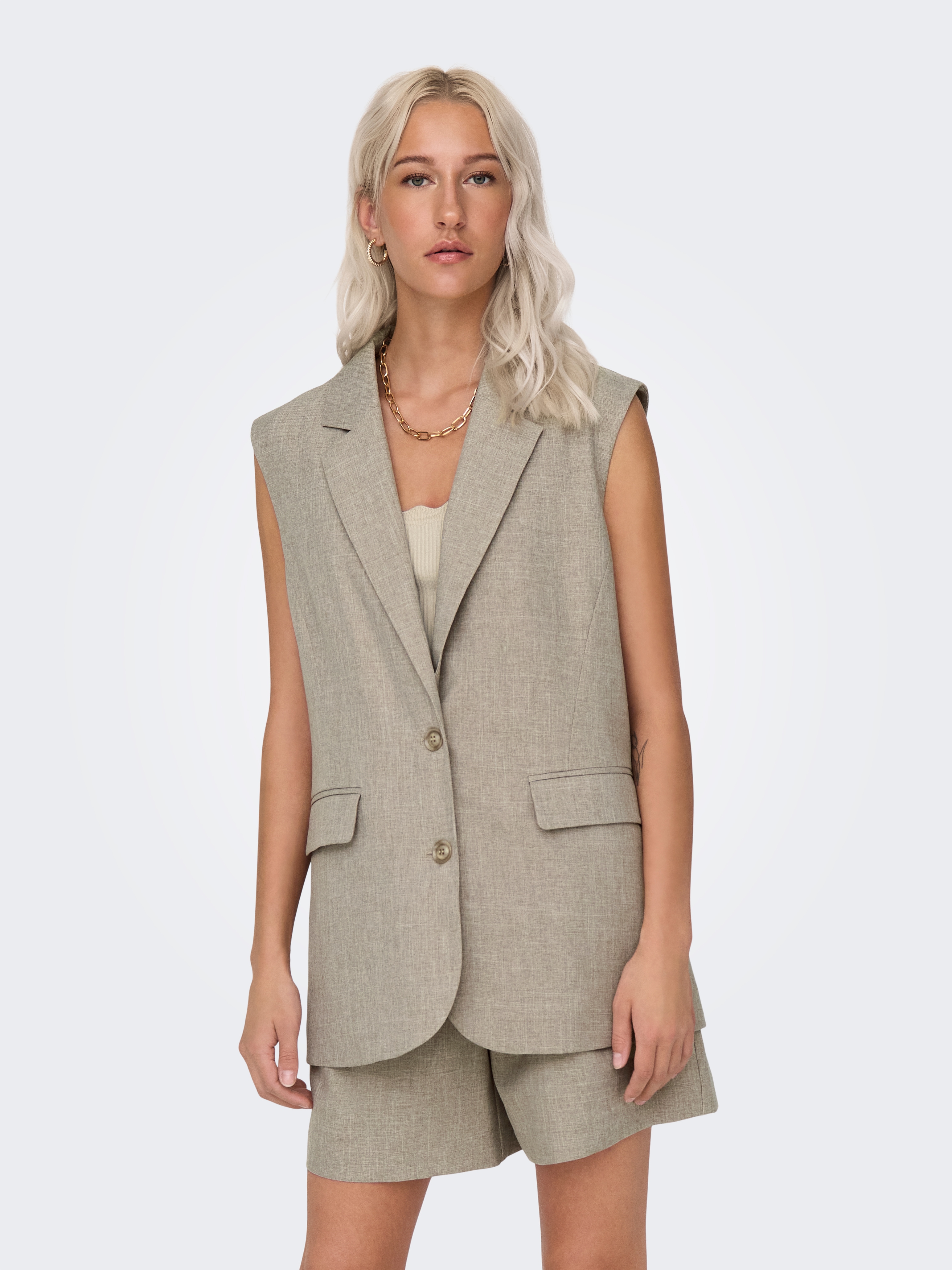 ONLY Anzugweste "ONLLINDA S/L MEL OVERSIZE WAISTCOAT TLR" Materialmix