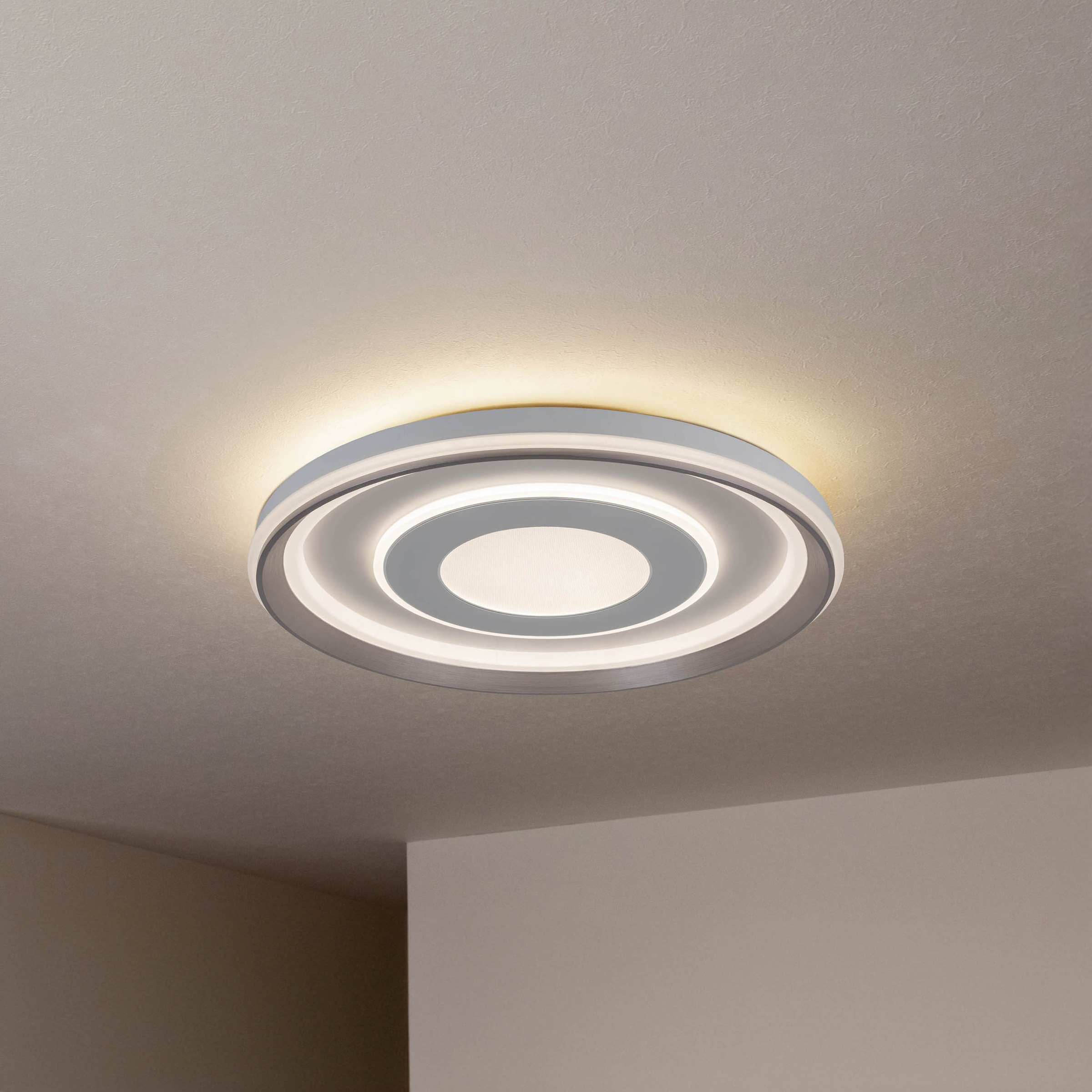 näve LED Deckenleuchte »Doira«, 1 flammig, Leuchtmittel LED-Modul | LED wechselbar, weiß/silber, dimmbar per Fernbedienung (inkl), CCT, Memory, Nachtlicht