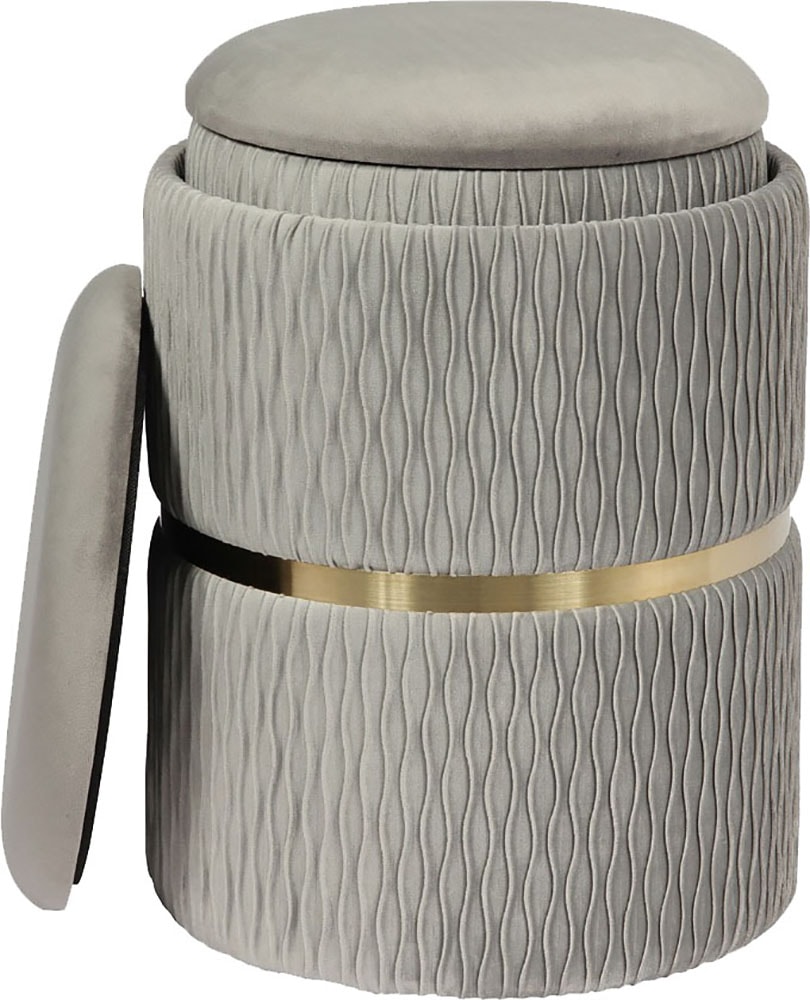 Kayoom Polsterhocker »Hocker Zora 425 2er-Set, Praktischer und versteckter Stauraum«, (Set, 2 St.), 2er-Set mit Stauraum, ineinander stapelbar, goldener Ring