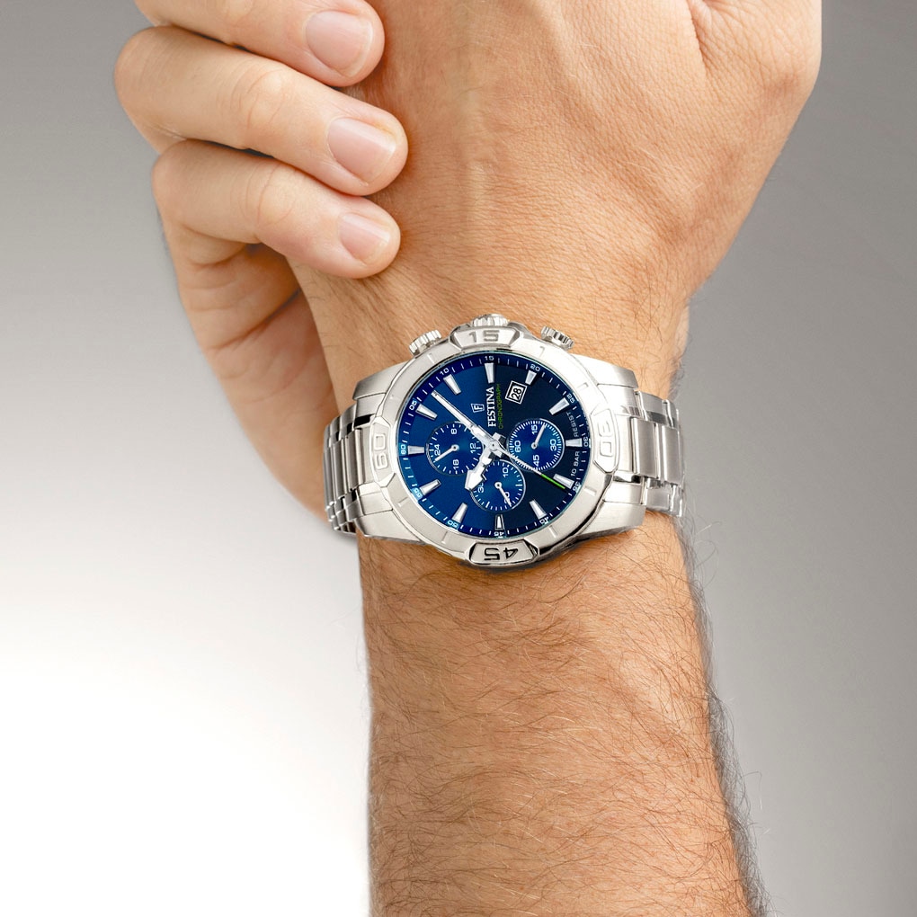 Festina Chronograph »Timeless Chronograph«, Quarzuhr, Armbanduhr, Herrenuhr, Edelstahlarmband, analog, Tag