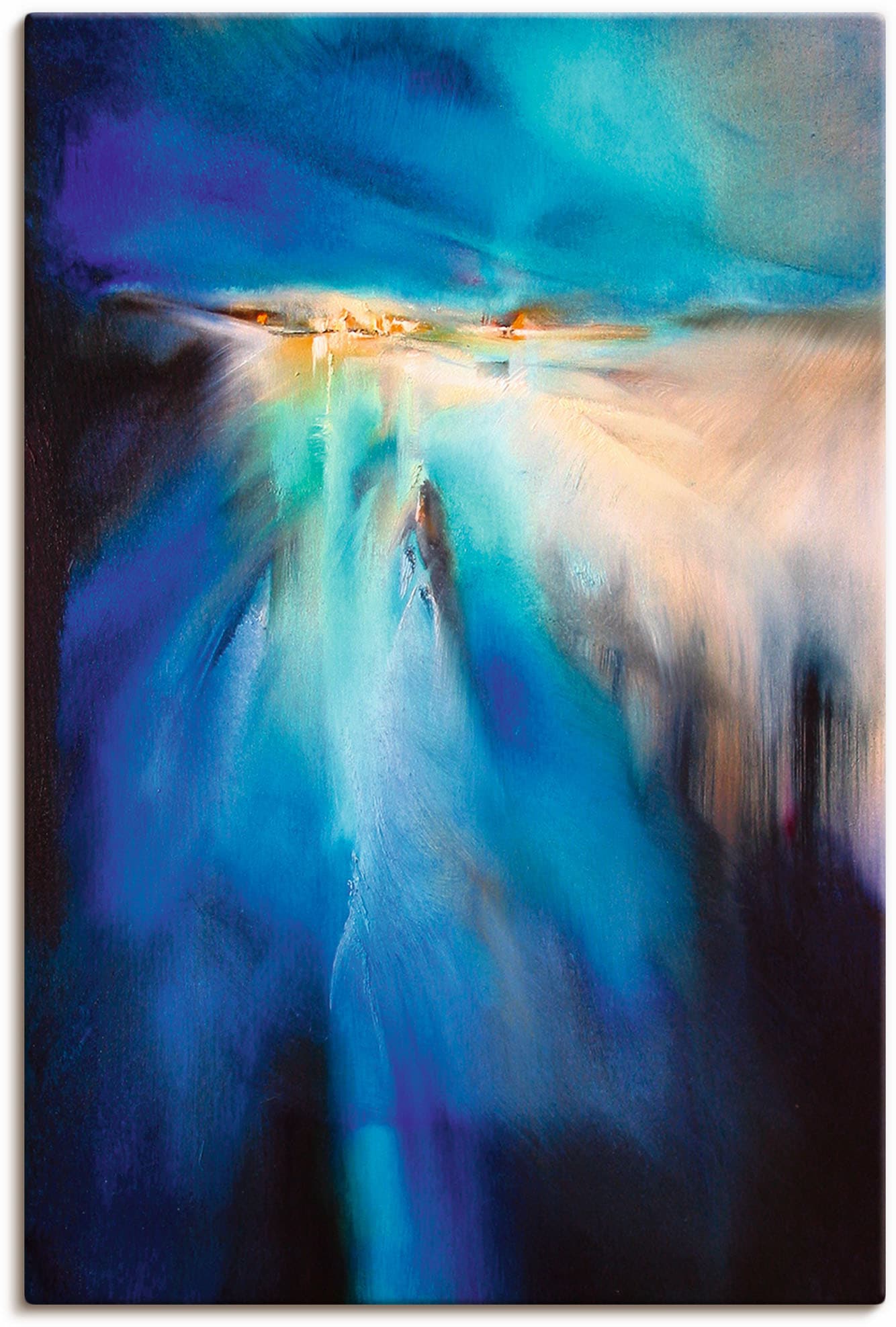 Artland Leinwandbild "Winterabend II" Gegenstandslos 1 Stk. tlg. auf Holzrahmen gespannt