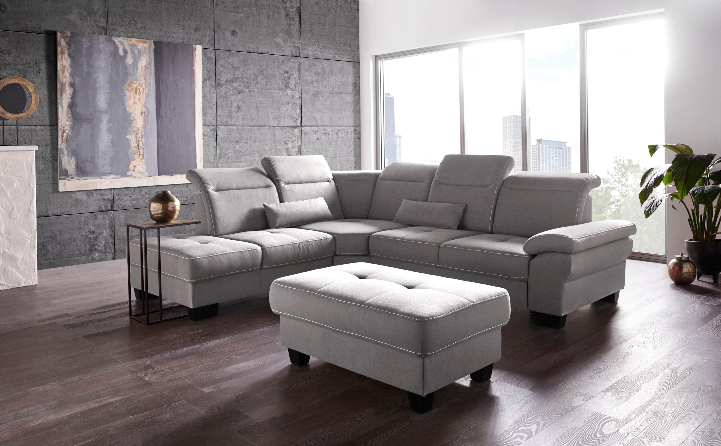 OTTO home Ecksofa "Cornwall L-Form" mit Sitztiefenverstellung, Schlaffunktion & Kopfteilverstellung