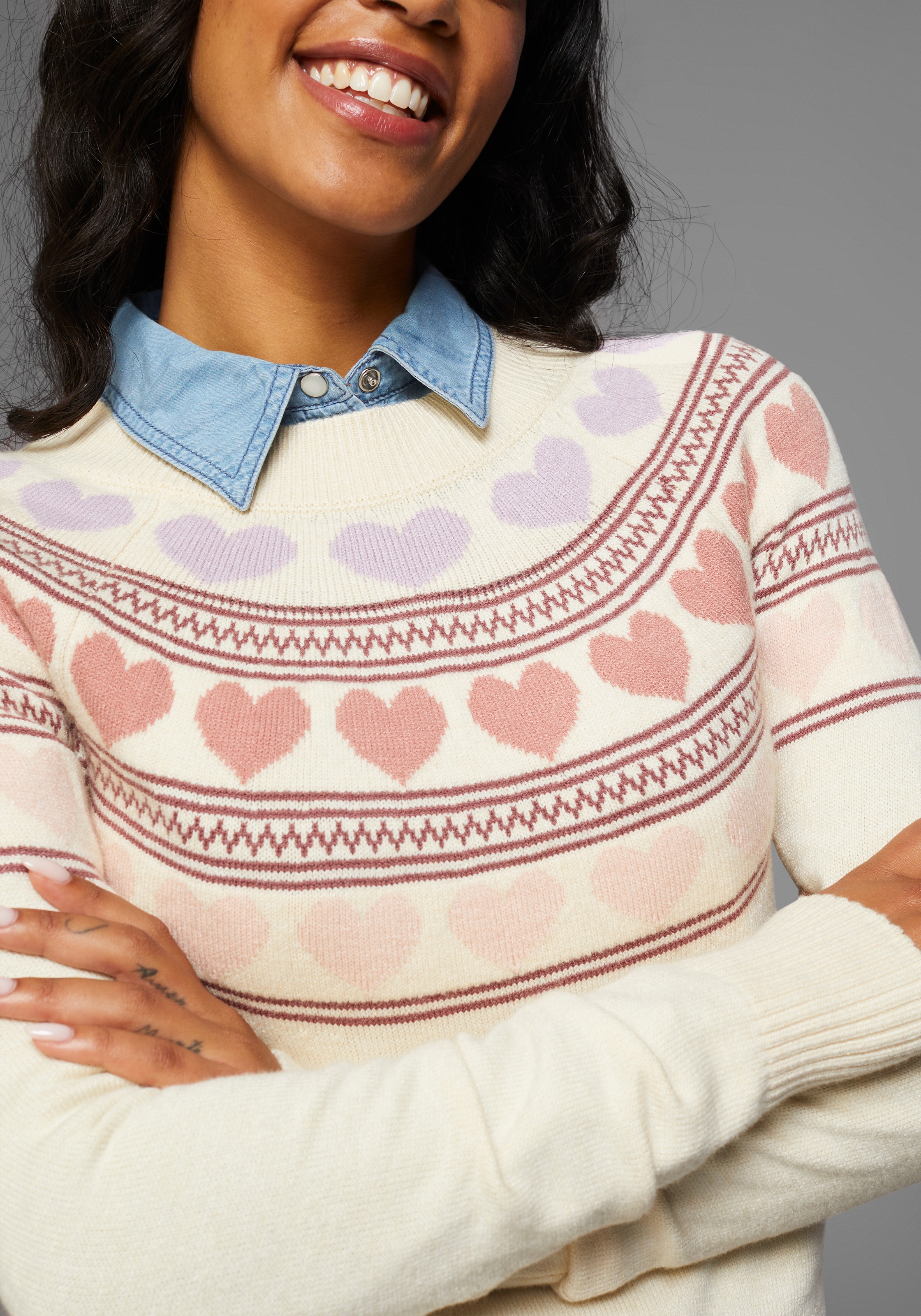 Thumbnail - KangaROOS Norwegerpullover, mit Herzen