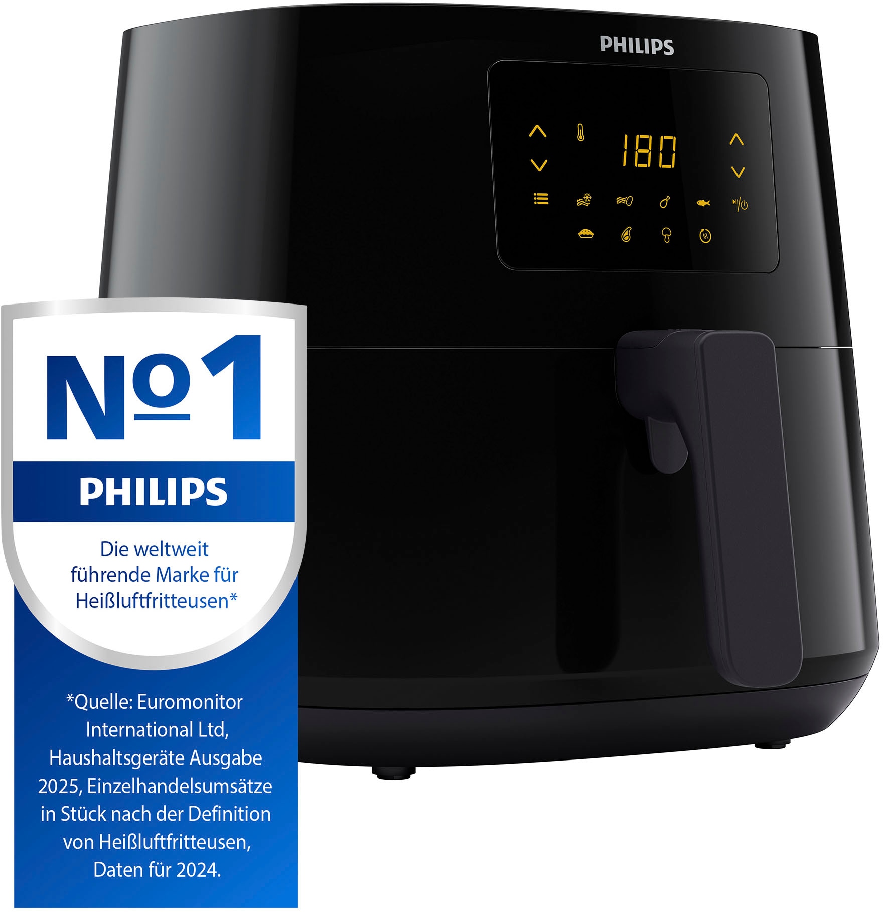 Philips Heißluftfritteuse »Airfryer XL HD9270/90, 6,2 l«, 2000 W, Fassungsvermögen 6,2 l, mit 7 Voreinstellungen und Warmhaltefunktion, digitales Display