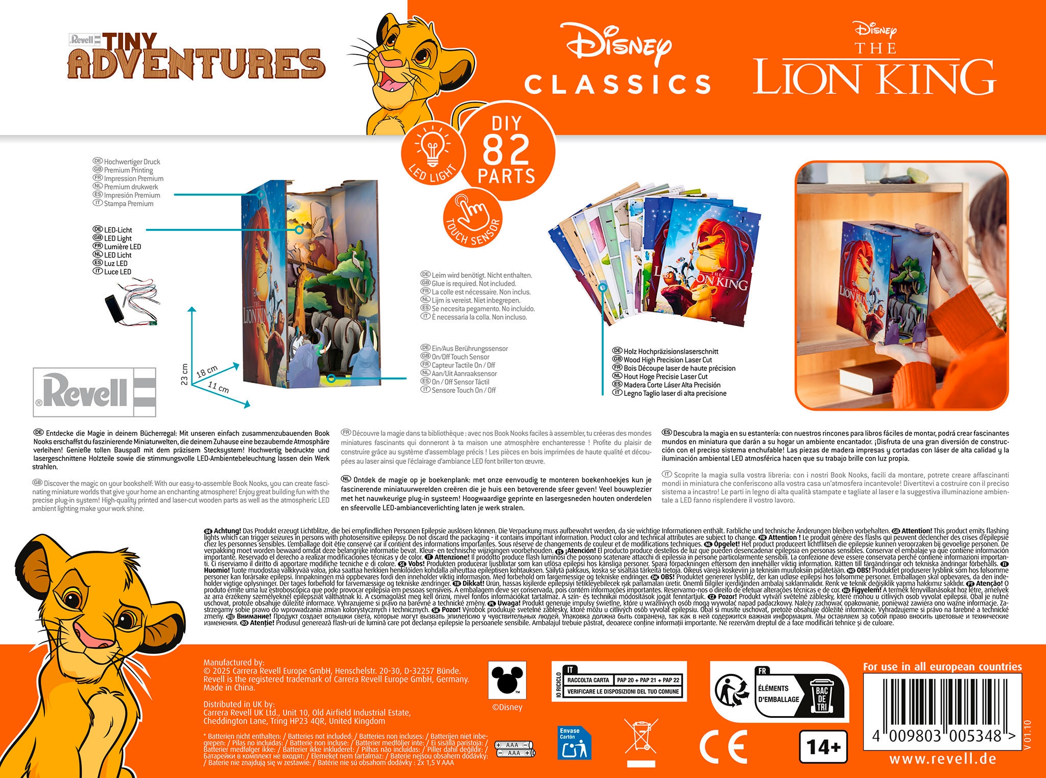Revell® 3D-Puzzle »Book Nook, Tiny Adventures Disney König der Löwen«, Buchstütze; mit LED-Beleuchtung