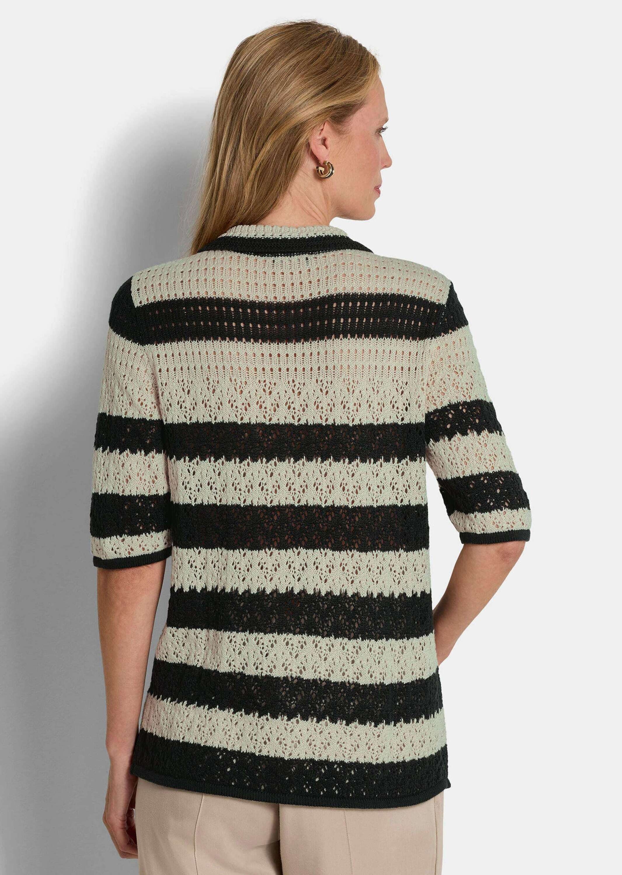 GOLDNER Strickjacke »Kurzgröße Ajourjacke in maritimen Look« Ajourstrick mit Ringel