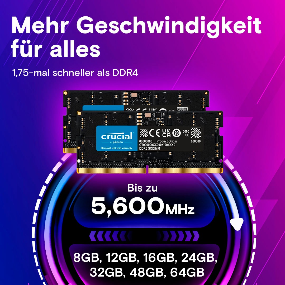 Crucial Laptop-Arbeitsspeicher »96 GB Kit (48 GB x 2) DDR5-5600 SODIMM«
