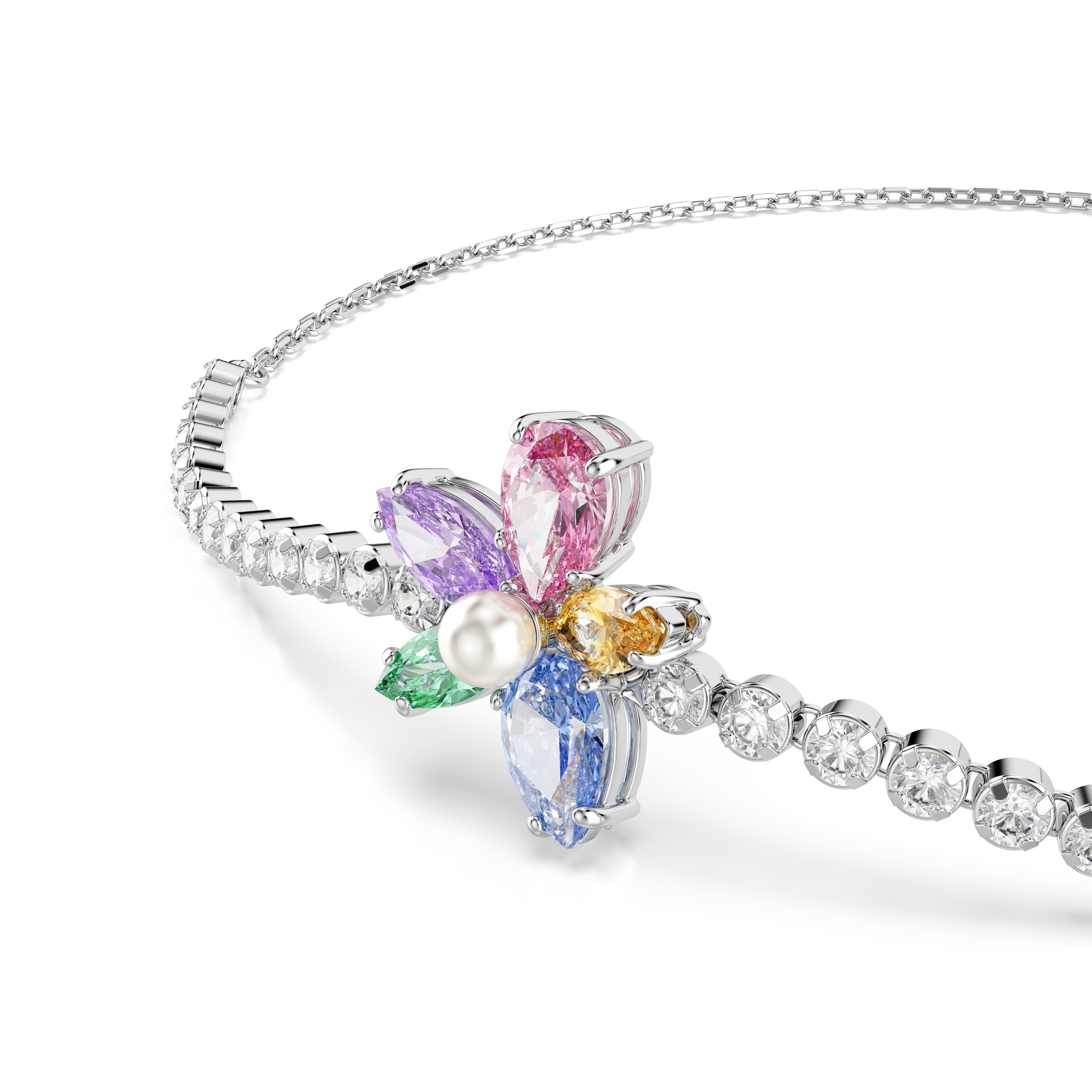 Armkette SWAROVSKI "Schmuck Geschenk Capsule Armband", metallfarben, kristallweiß, lila, pink, blau, grün, gelb, weiß, kristallweiß, lila, pink, blau, grün, gelb, Armbänder, Damen, Metall Perlen, Metall, Perlen, Armkette, mit Swarovski Kristall, Zirkonia  4