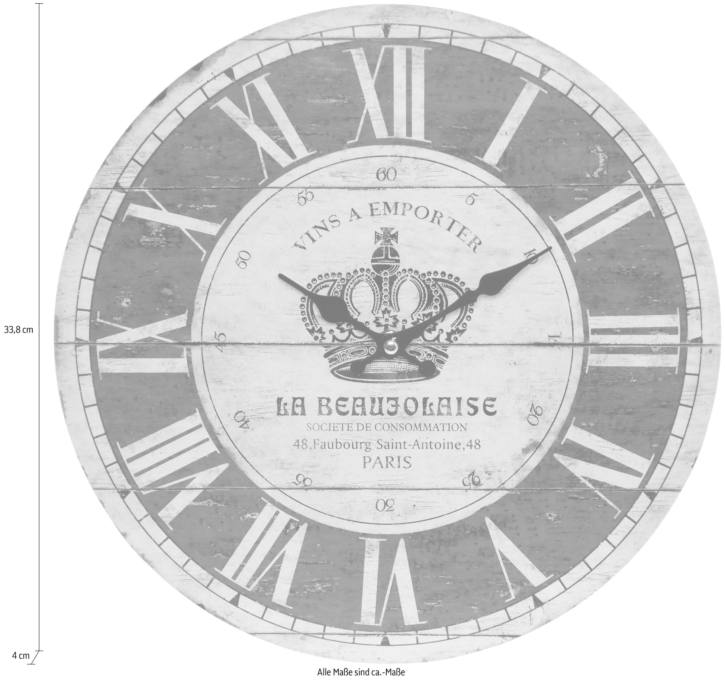 Myflair Möbel & Accessoires Wanduhr »"Krone"«, rund, Ø 33,8 cm, römische Ziffern, dekorativ in Küche & Wohnzimmer