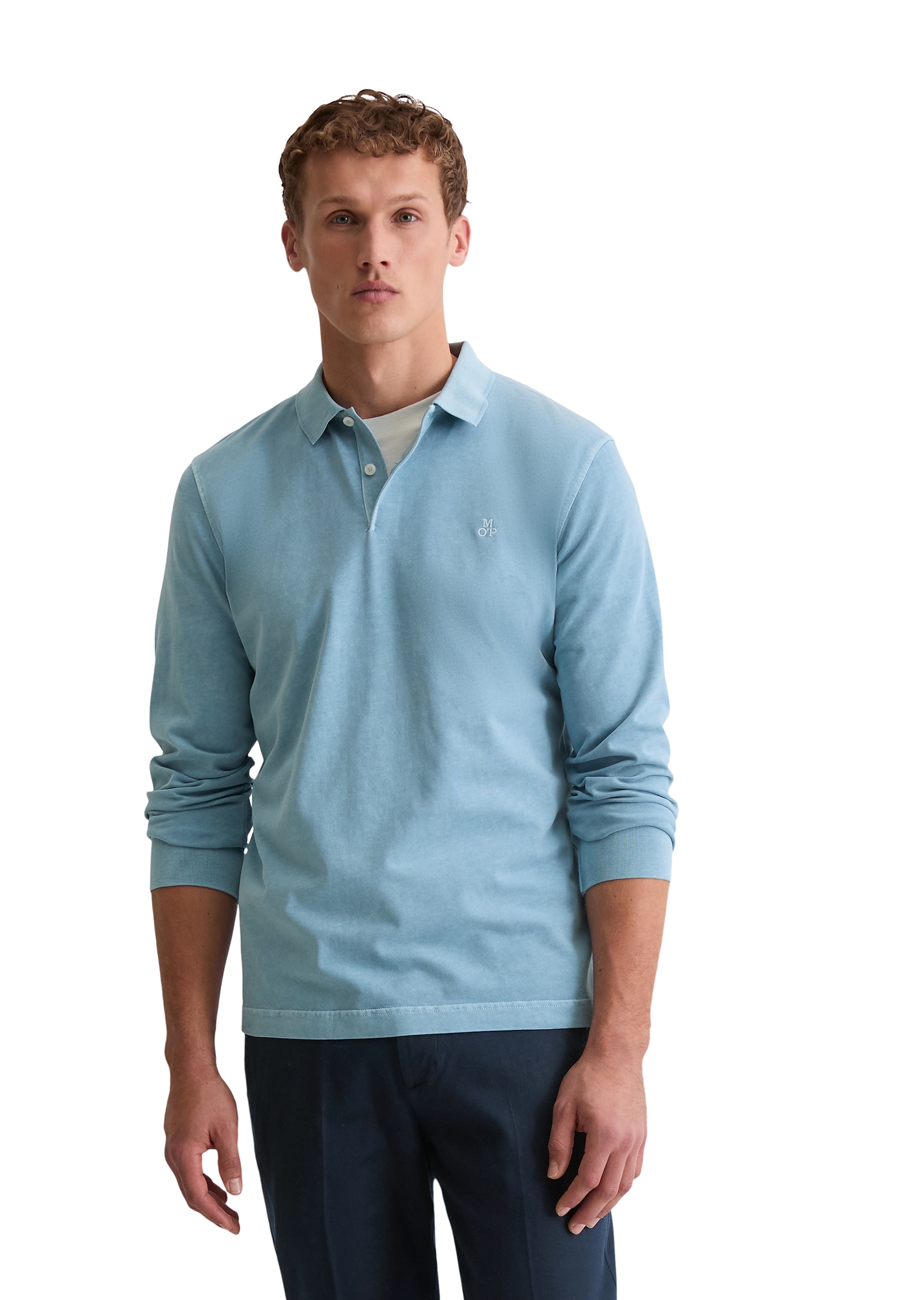 Marc OPolo Langarm-Poloshirt im Washed-Look günstig online kaufen