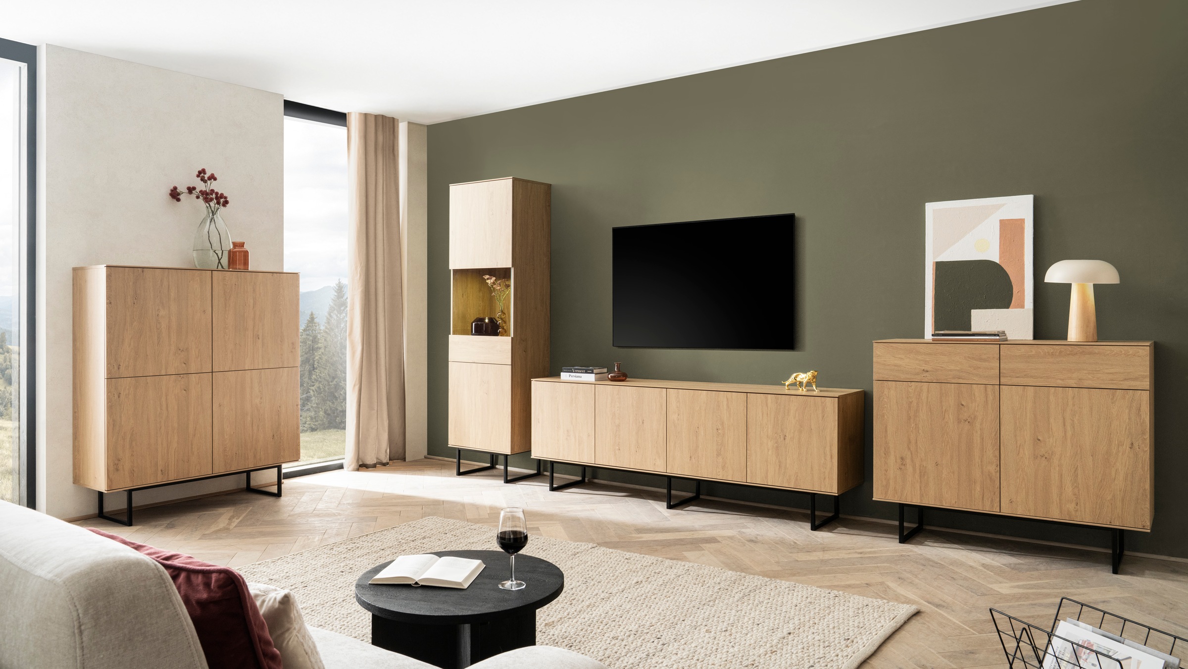 Home affaire Highboard »Lund, moderner Schrank, Kommode mit Kufengestell«, ausreichend Stauraum, vielseitig einsetzbar, 115 cm breit