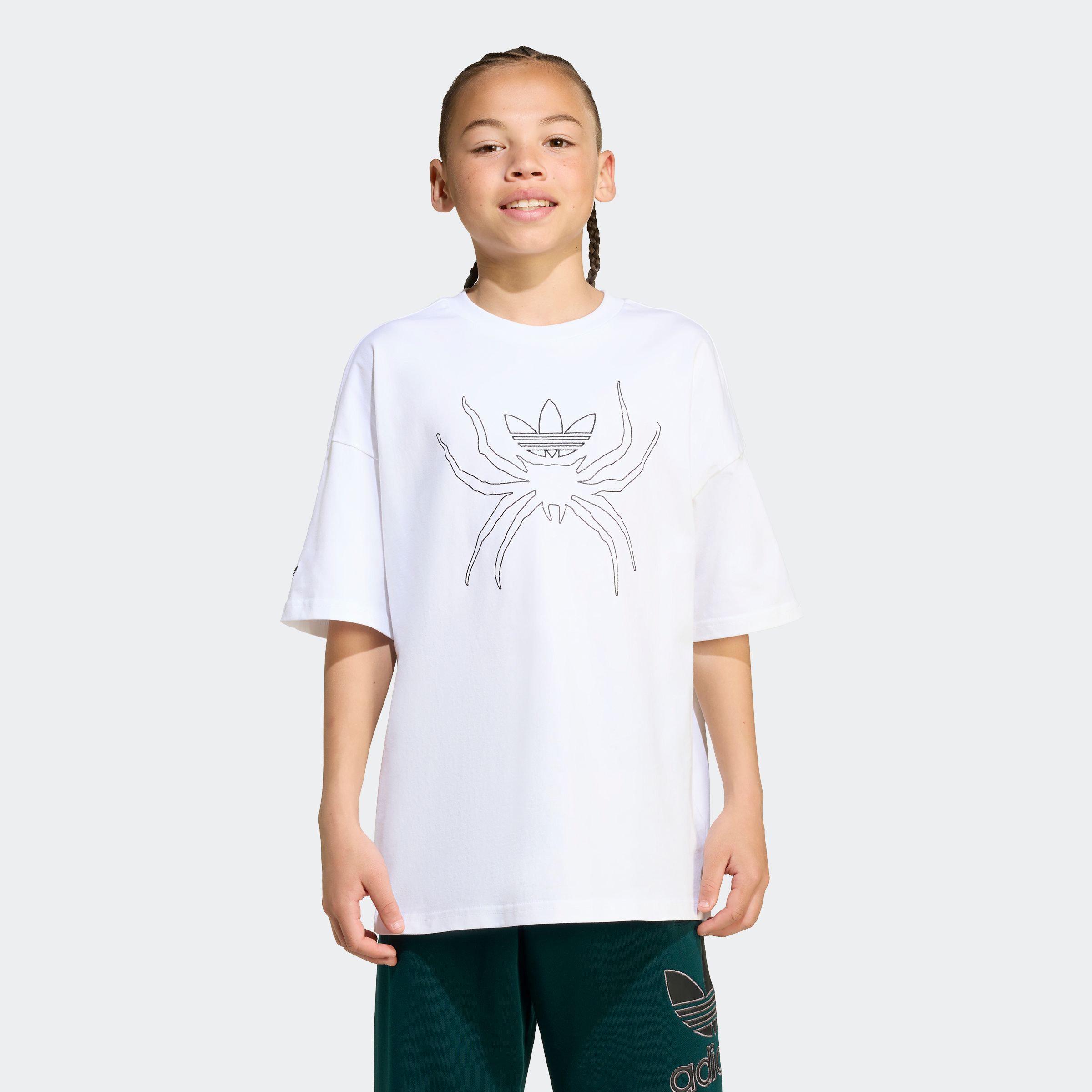 T-Shirt ADIDAS ORIGINALS "FÜR KINDER", Jungen, Gr. 164, weiß, Obermaterial: 100% Baumwolle, Rundhals, Shirts T-Shirt, sportlicher Stil, kurze Ärmel, mit Rundhalsausschnitt, für Kinder