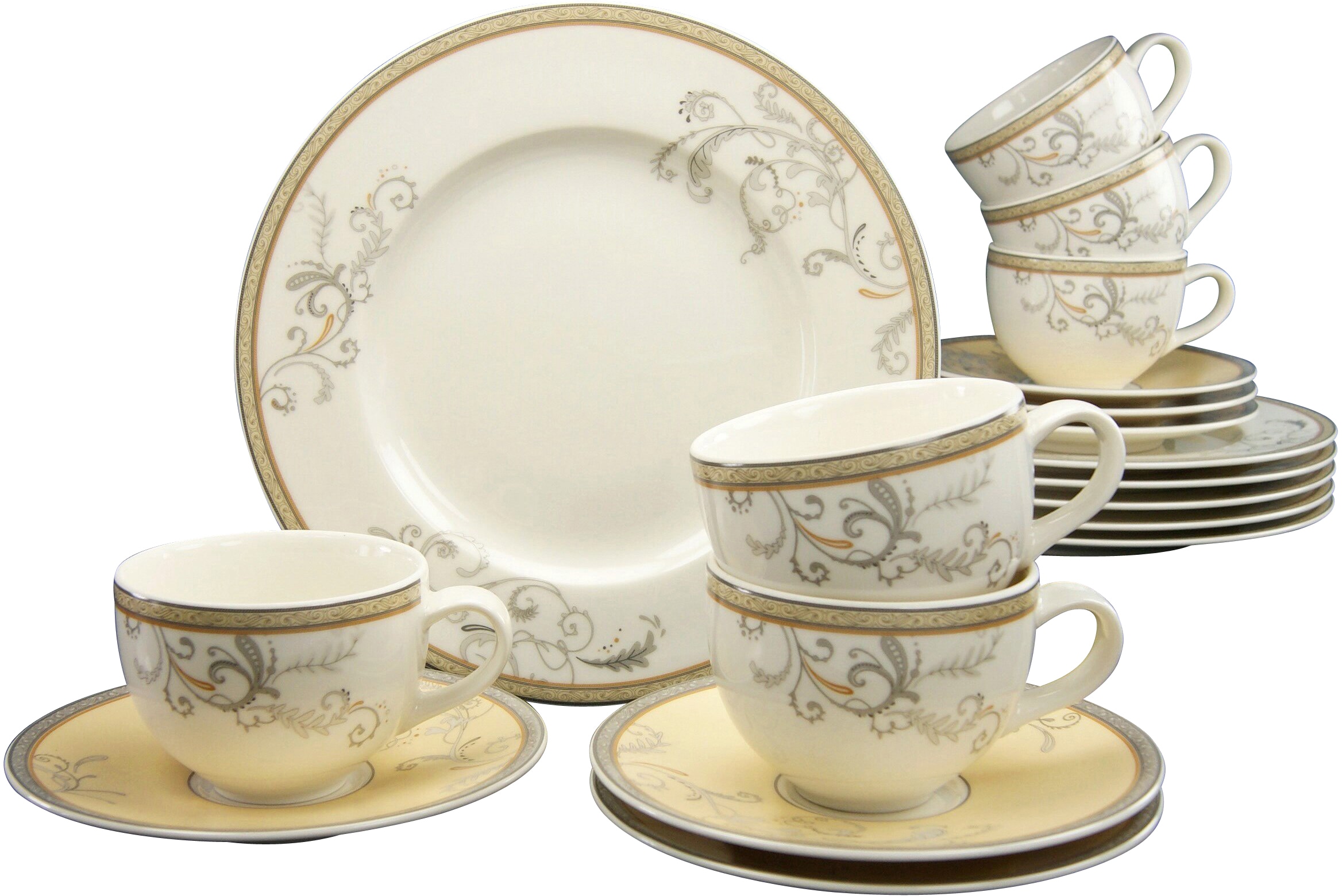 CreaTable Kaffeeservice »Geschirr-Set Villa Medici«, (Set, 18 tlg., Kaffeegeschirr für 6 Personen), Service, Porzellan, 18 Teile, für 6 Personen