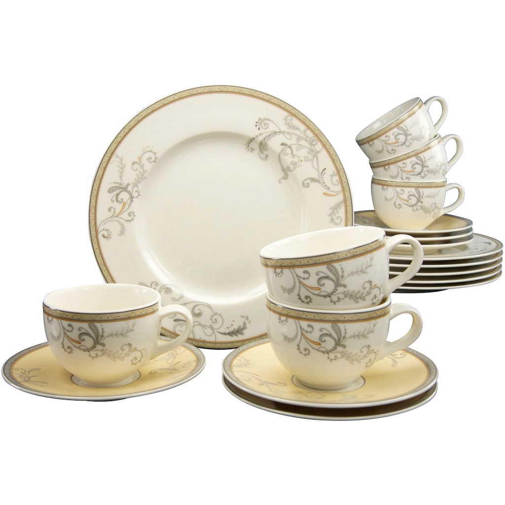 CreaTable Kaffeeservice »Geschirr-Set Villa Medici«, (Set, 18 tlg., Kaffeegeschirr für 6 Personen)