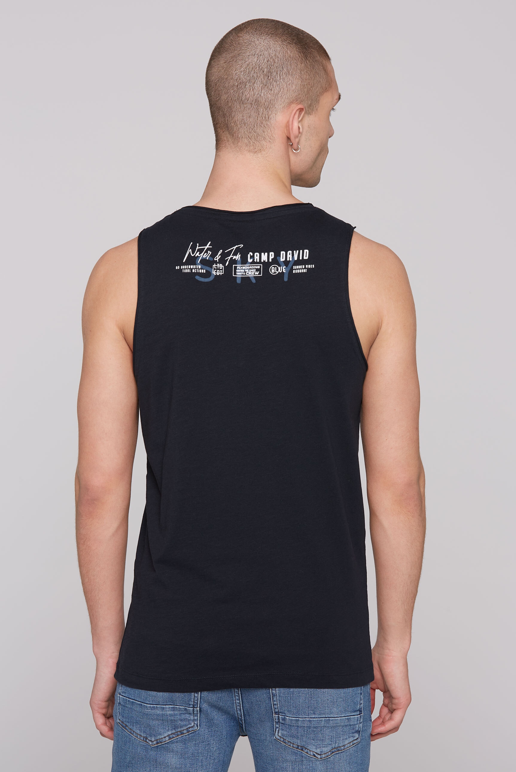 CAMP DAVID Tanktop, mit offenen Kanten an den Ausschnitten