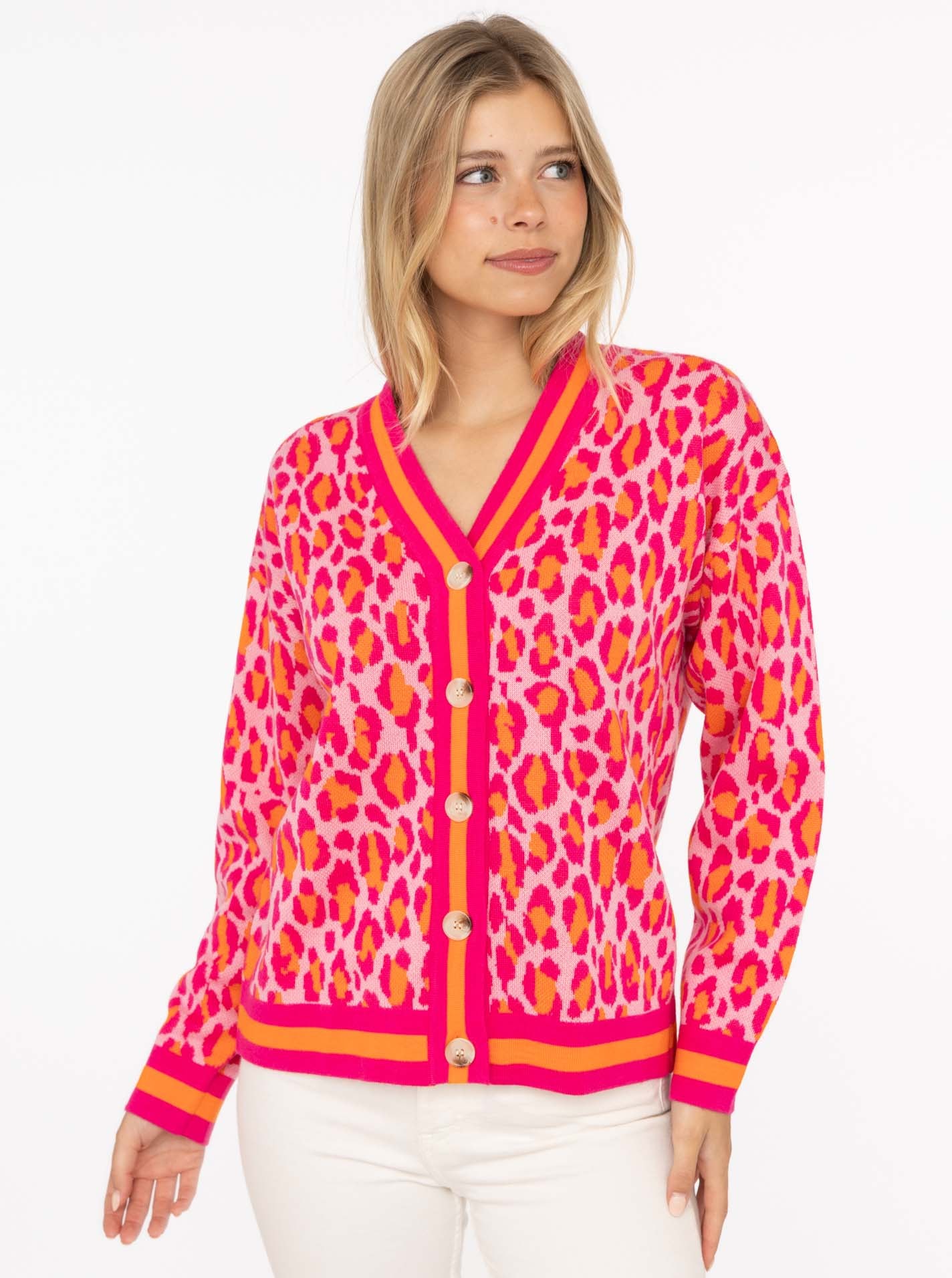 Zwillingsherz Strickjacke ""Leo Streifen"" mit Knöpfen, Leomuster und Strei günstig online kaufen