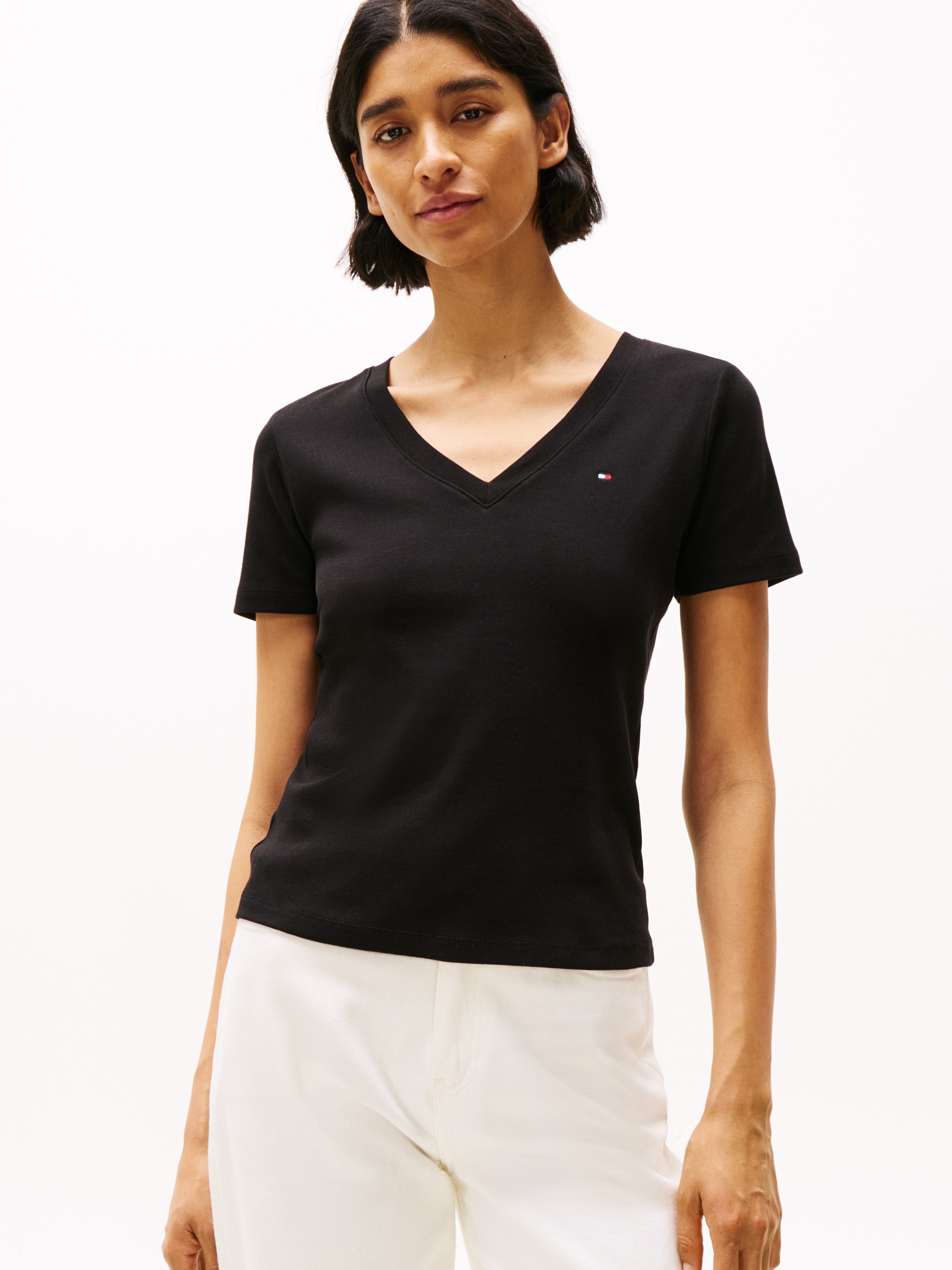 Tommy Hilfiger T-Shirt "SLIM CODY V-NK SS", mit Logostickerei günstig online kaufen
