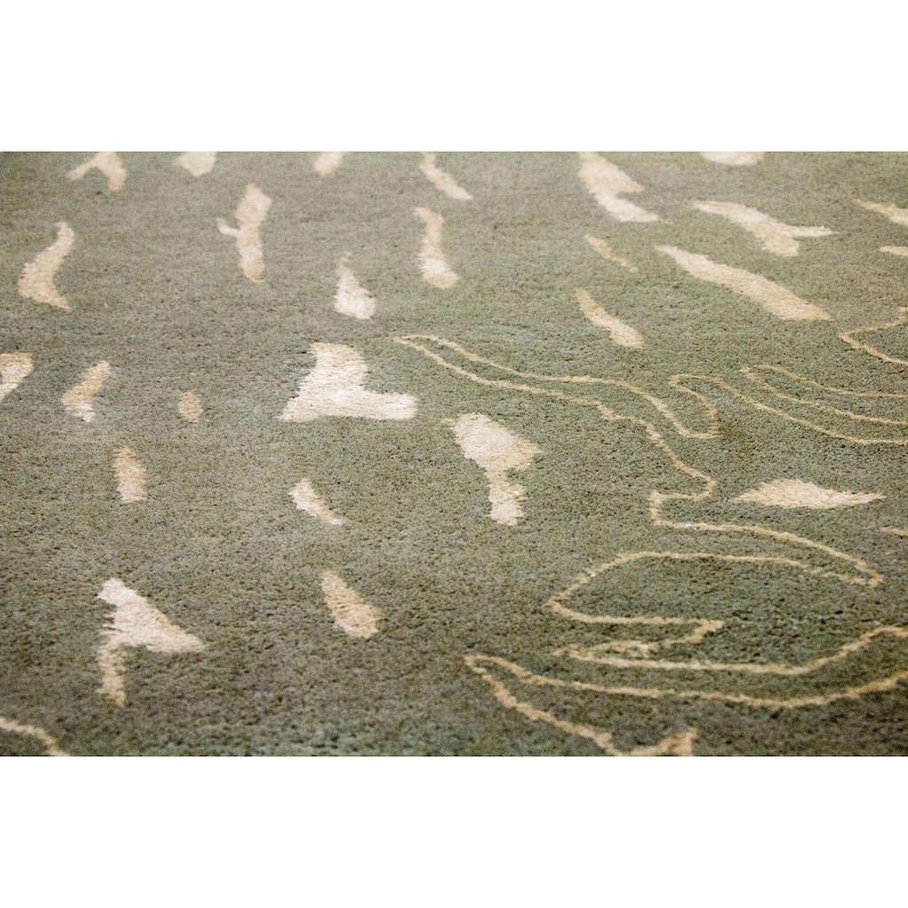 morgenland Wollteppich »Designer Teppich handgetuftet grün«, rechteckig