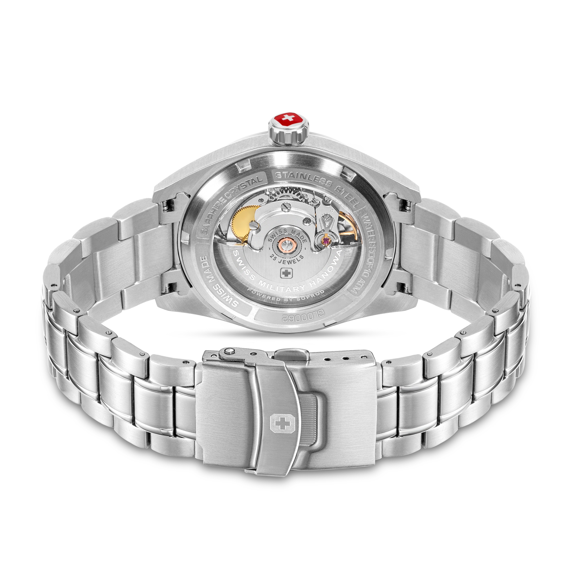 Swiss Military Hanowa Automatikuhr »Majestetic Pioneer Onyx« Armbanduhr, Herrenuhr, Swiss Made, Mechanische Uhr, Edelstahlarmband