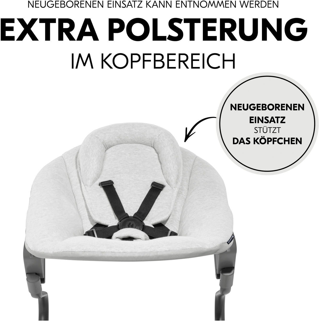 Hauck Babywippe »Alpha Bouncer Premium, Light Grey«, bis 9 kg, für Neugeborene mit Wippgestell, für Hochstuhl Alpha+ und Beta+