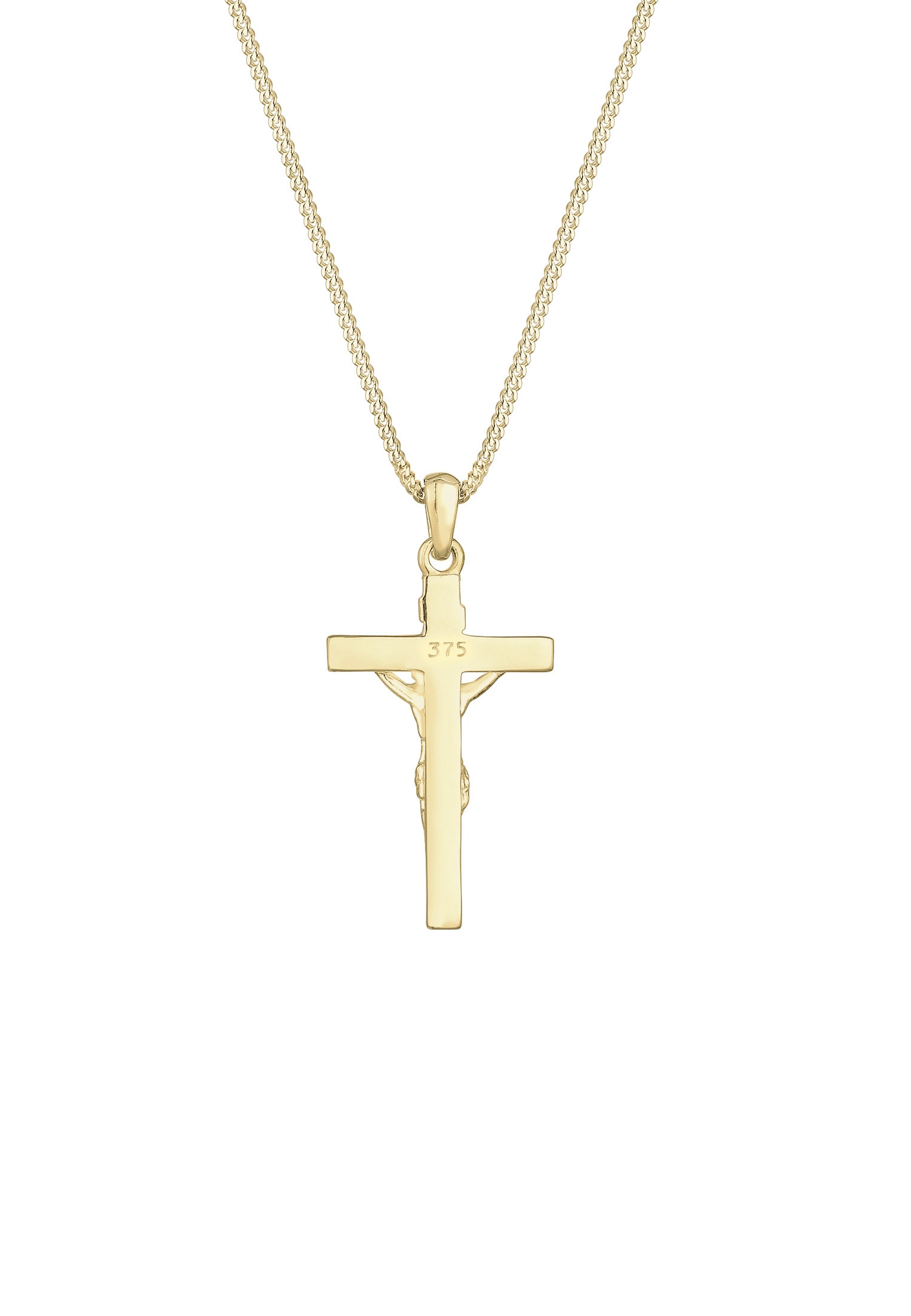 Elli Premium Kette mit Anhänger »Kreuz 375 Gelbgold«